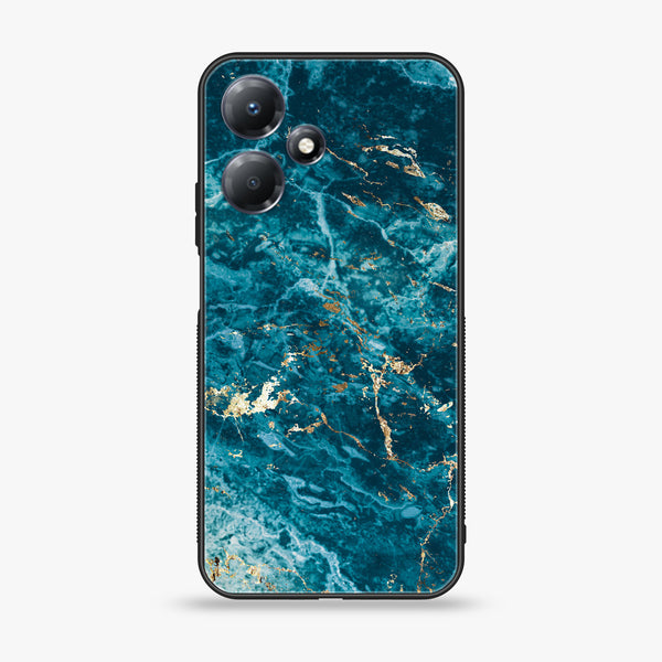 Infinix Hot 30i - Blue Marble Design 8 V 2.0 - Premium Metal Printed soft Bumper shock Proof Case CS-36964