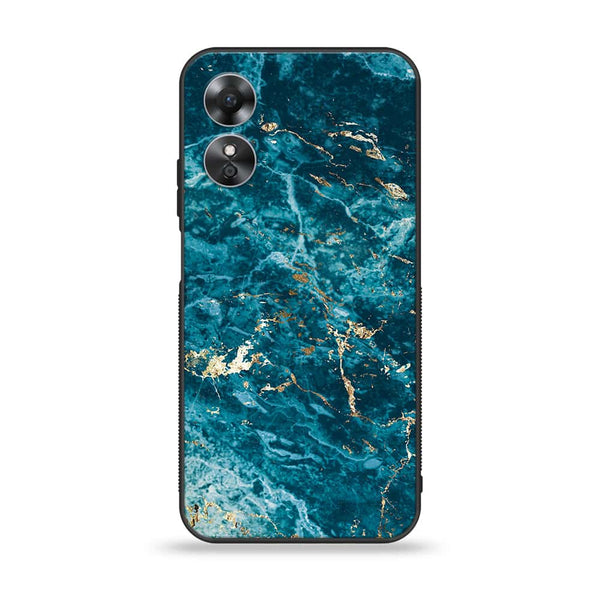 Oppo A17k - Blue Marble Series V 2.0 - Premium Printed Glass soft Bumper shock Proof Case