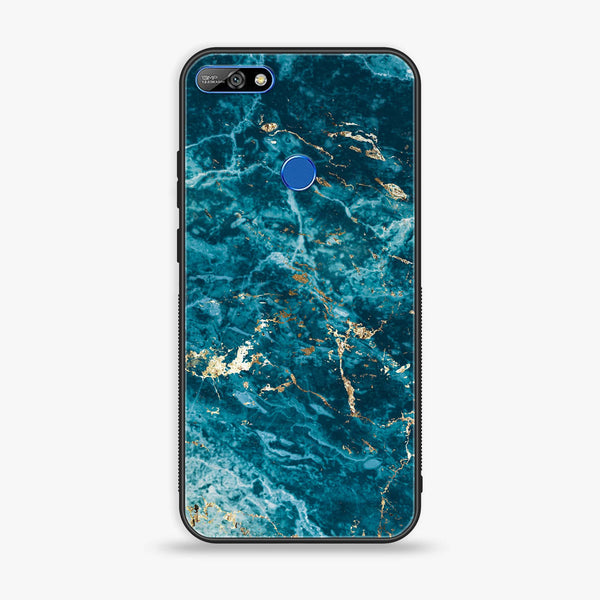 Huawei Y7 Prime (2018) - Blue Marble Series V 2.0 - Premium Printed Glass soft Bumper shock Proof Case