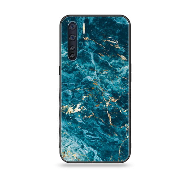Oppo F15 - Blue Marble Series V 2.0 - Premium Printed Glass soft Bumper shock Proof Case