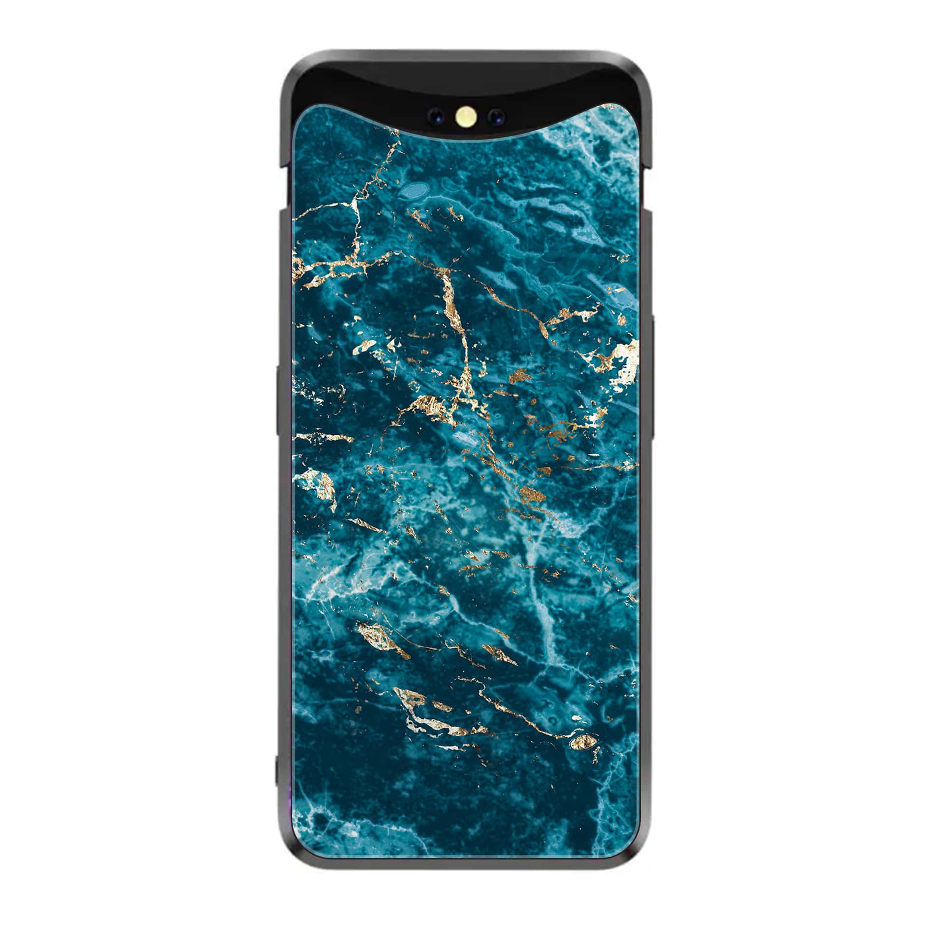 Oppo Find X - Blue Marble Series V 2.0 - Premium Printed Glass soft Bumper shock Proof Case