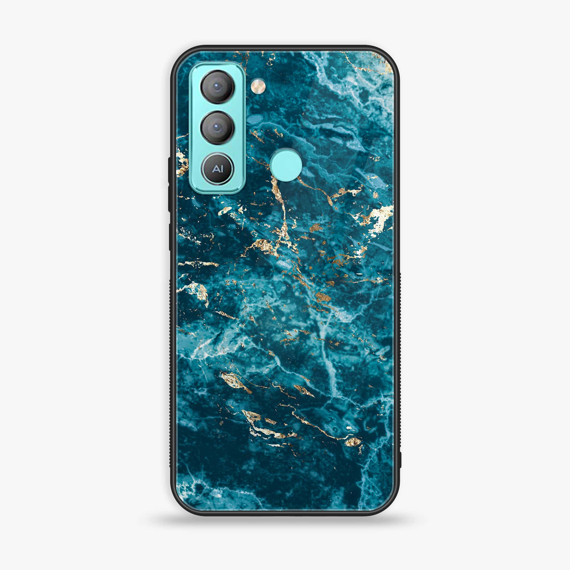 Tecno POP 5 LTE Blue Marble Series V 2.0 Premium Printed Glass soft Bumper shock Proof Case