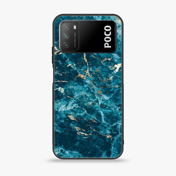 Xiaomi Poco M3 - Blue Marble V 2.0 Design 8 - Premium Printed Glass soft Bumper shock Proof Case CS-12819