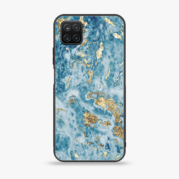 Samsung Galaxy A12 / A12 Nacho - Blue Marble V 2.0 Design 7 - Premium Printed Glass soft Bumper shock Proof Case CS-18126