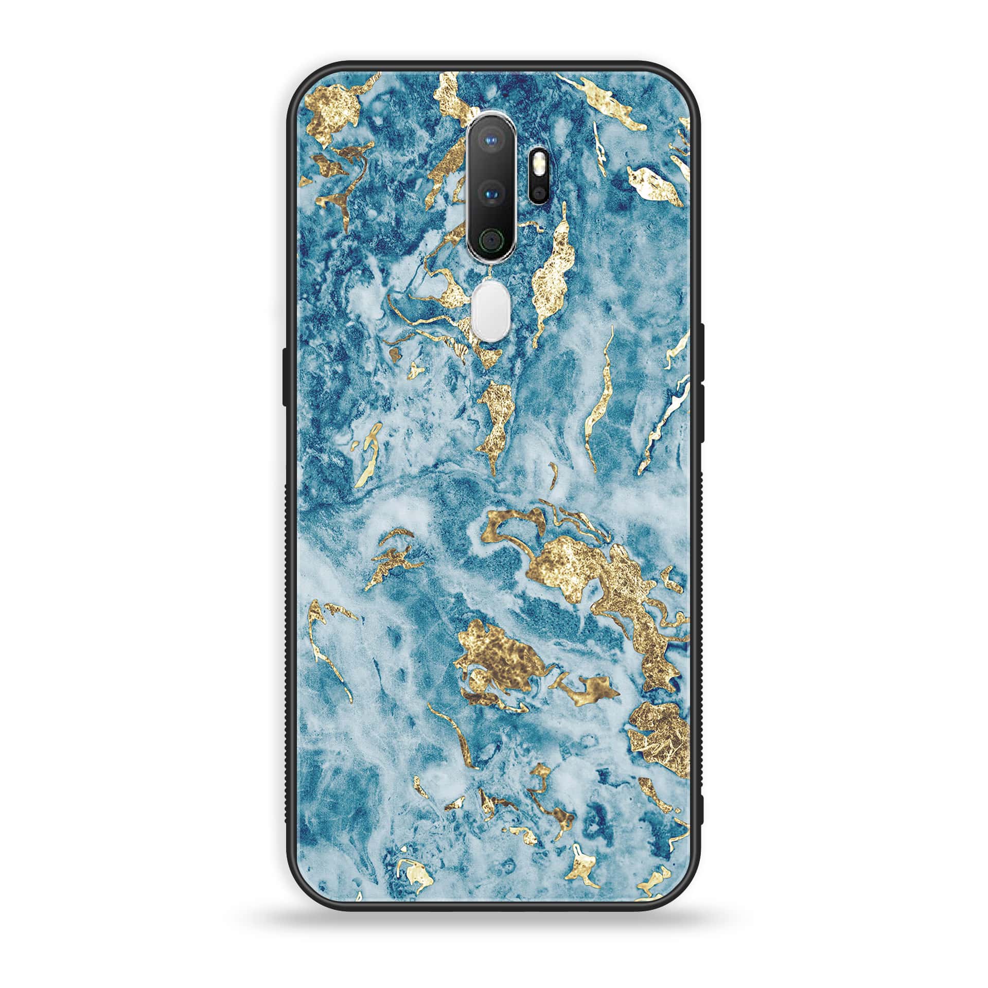 Oppo A9 2020 Blue Marble Series V 2.0 Premium Printed Glass soft Bumper shock Proof Case