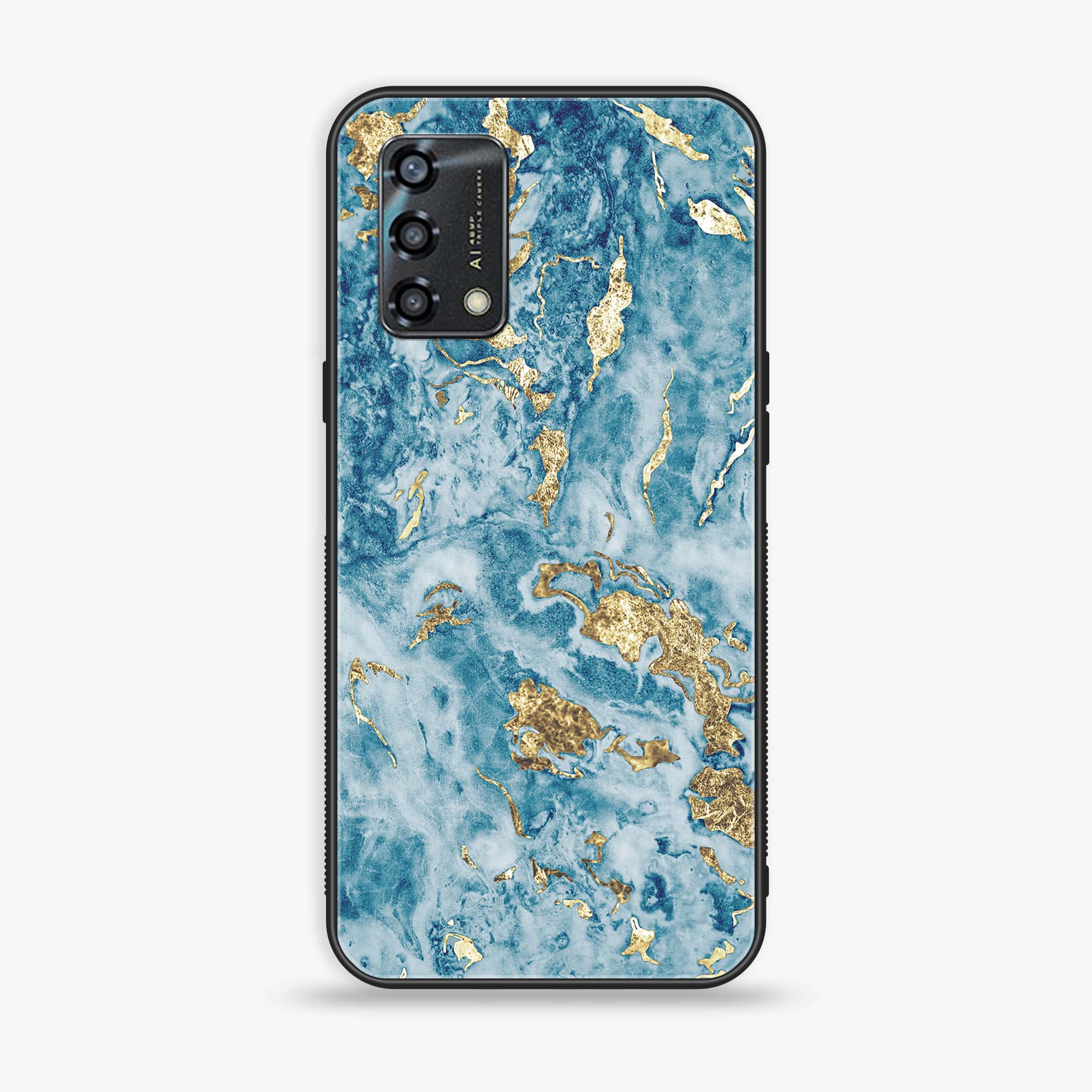 Oppo A95 - Blue Marble Series V 2.0 - Premium Printed Glass soft Bumper shock Proof Case