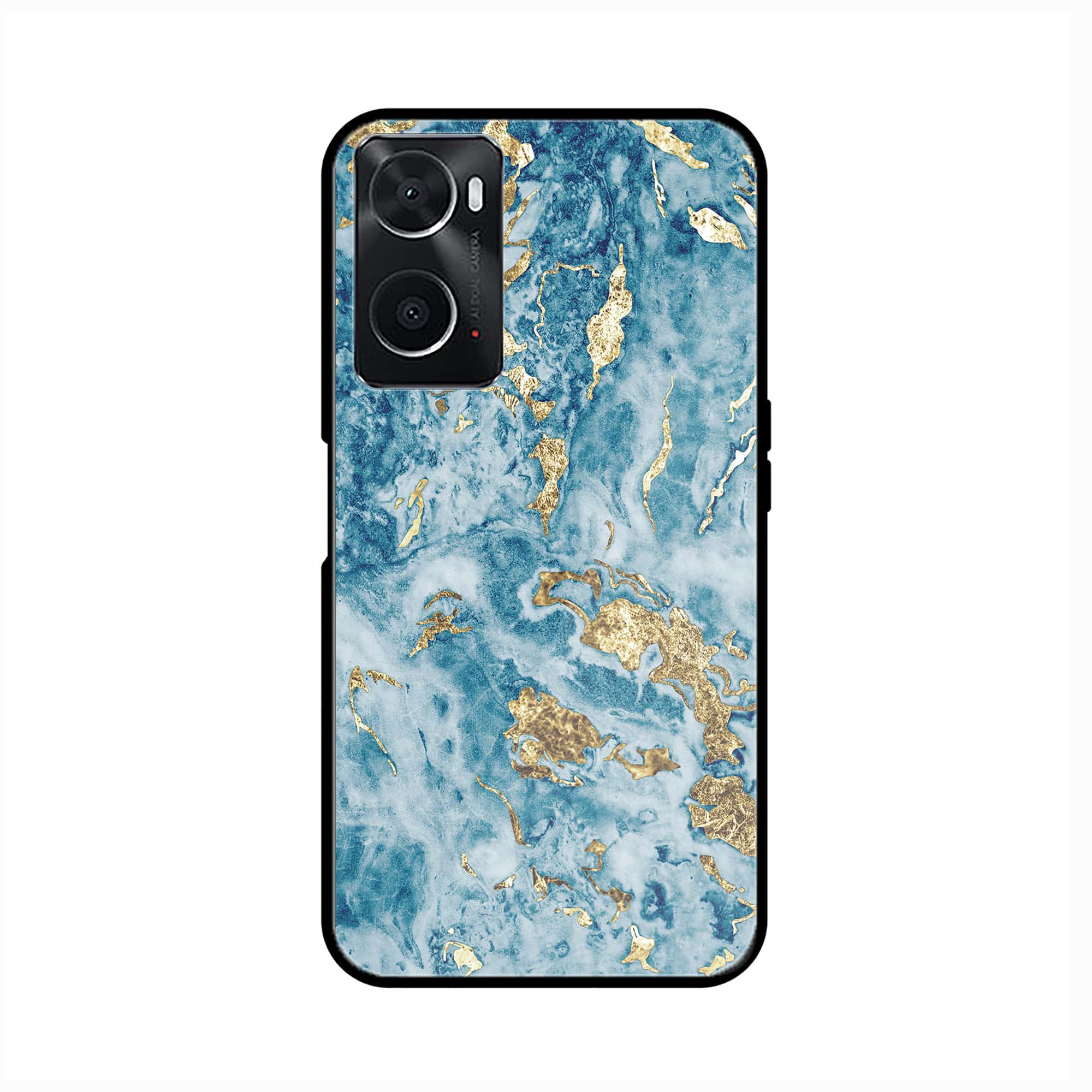 Oppo A36 Blue Marble Series V 2.0 Premium Printed Glass soft Bumper shock Proof Case
