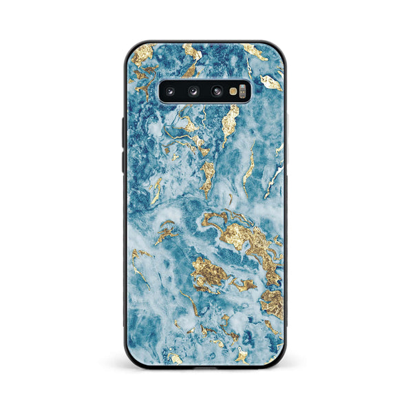 Galaxy S10 Plus - Blue Marble Series V 2.0 Design 7  - Premium Printed Glass soft Bumper shock Proof Case CS-34539