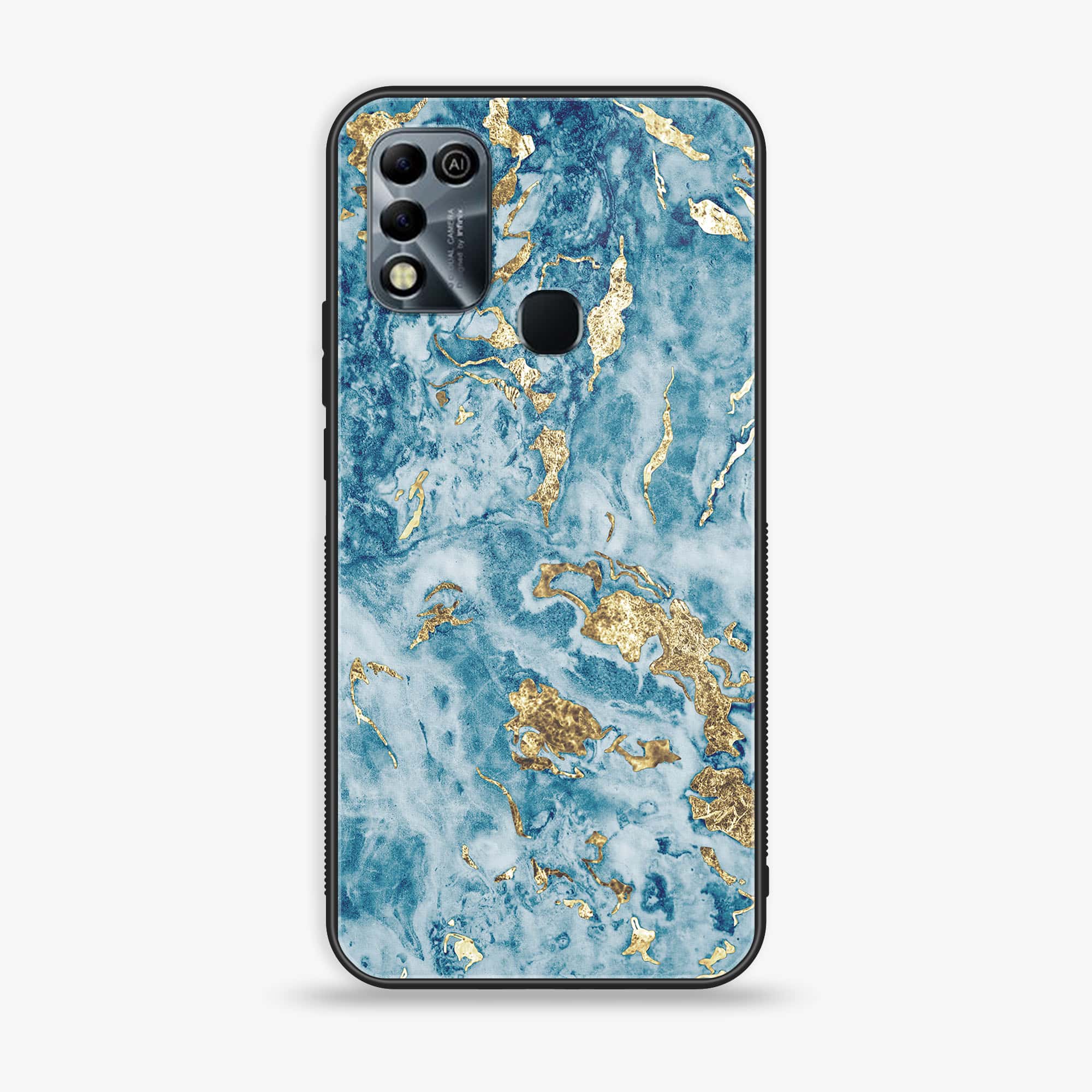 Infinix Hot 11 Play - Blue Marble Series V 2.0 - Premium Printed Glass soft Bumper shock Proof Case