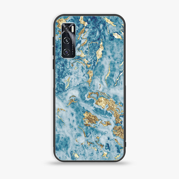 Vivo V20 SE Blue Marble Design 7 V 2.0 Premium Printed Glass soft Bumper shock Proof Case CS-8827