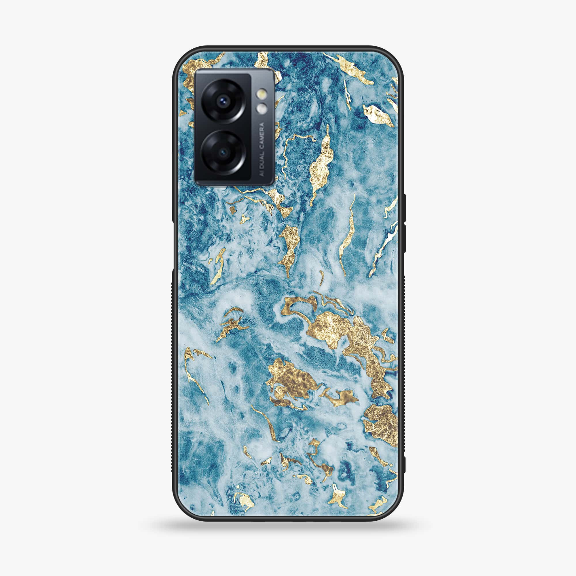 Oppo A77 4G - Blue Marble Series V 2.0 - Premium Metal Printed soft Bumper shock Proof Case