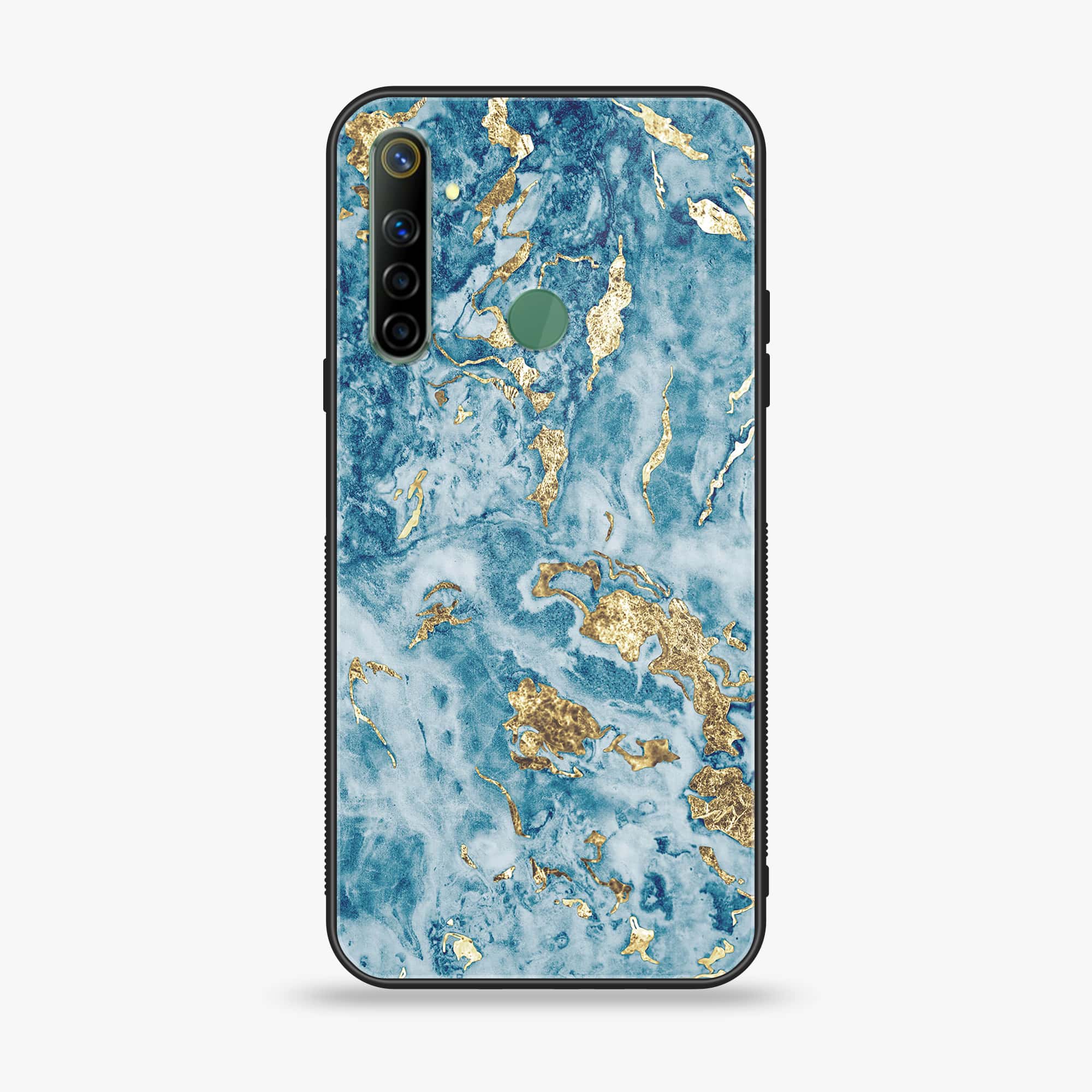 Realme Narzo 10 Blue Marble Series V 2.0 Premium Printed Glass soft Bumper shock Proof Case