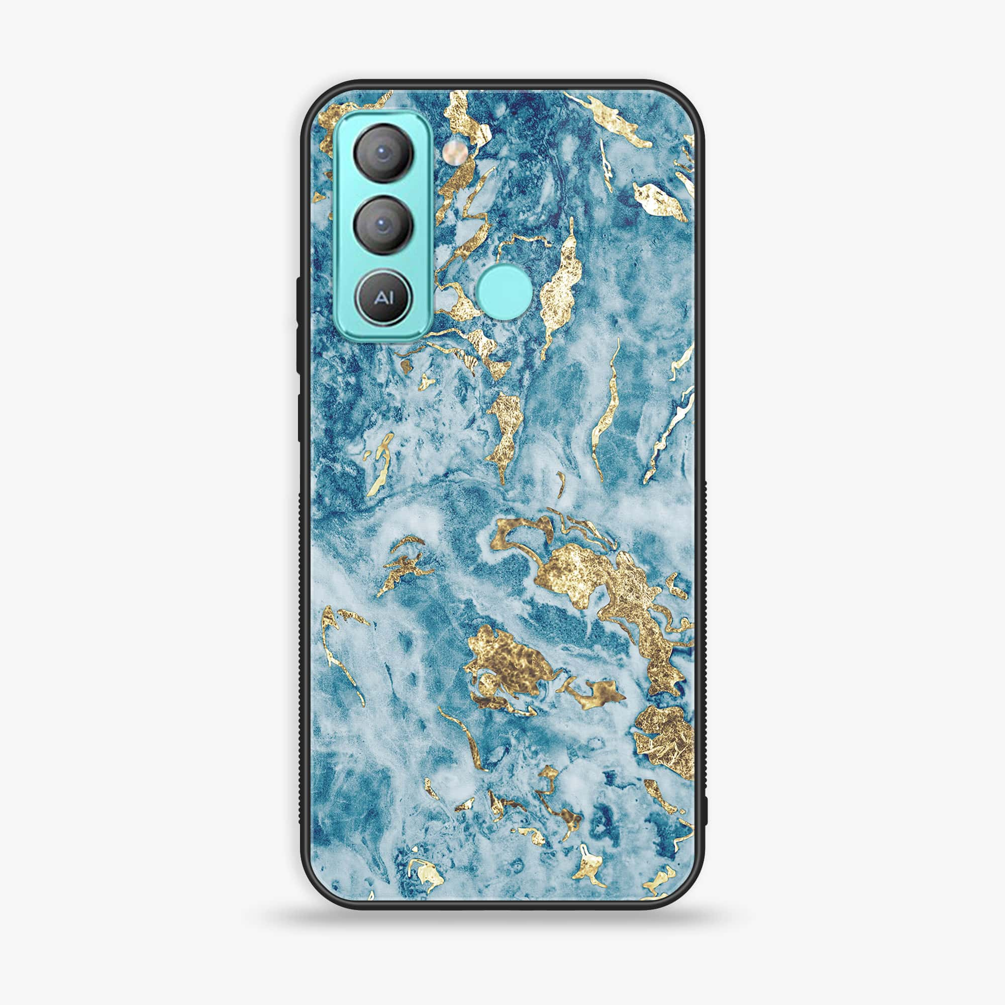 Tecno POP 5 LTE Blue Marble Series V 2.0 Premium Printed Glass soft Bumper shock Proof Case