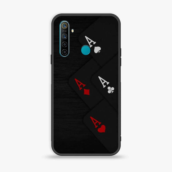 Realme 5 pro Black Art Series Premium Printed Glass soft Bumper shock Proof Case
