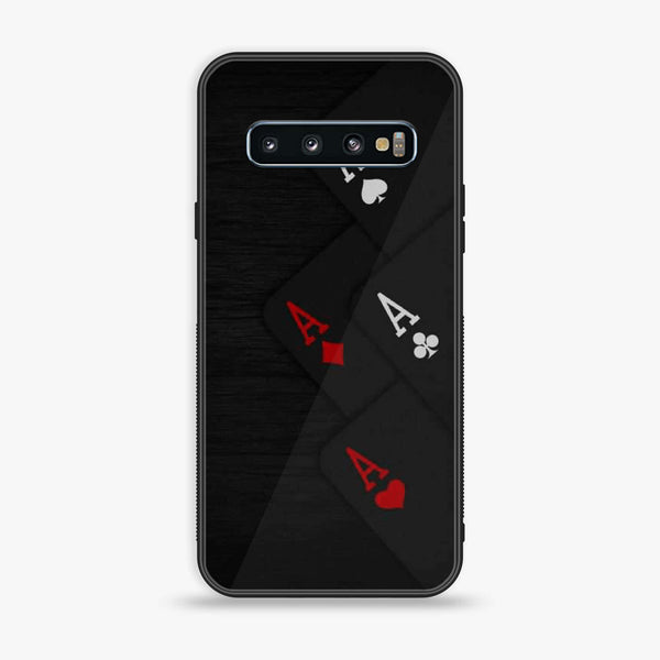 Samsung Galaxy S10 - Black Art Design 5- Premium Printed Glass soft Bumper shock Proof Case CS-51994