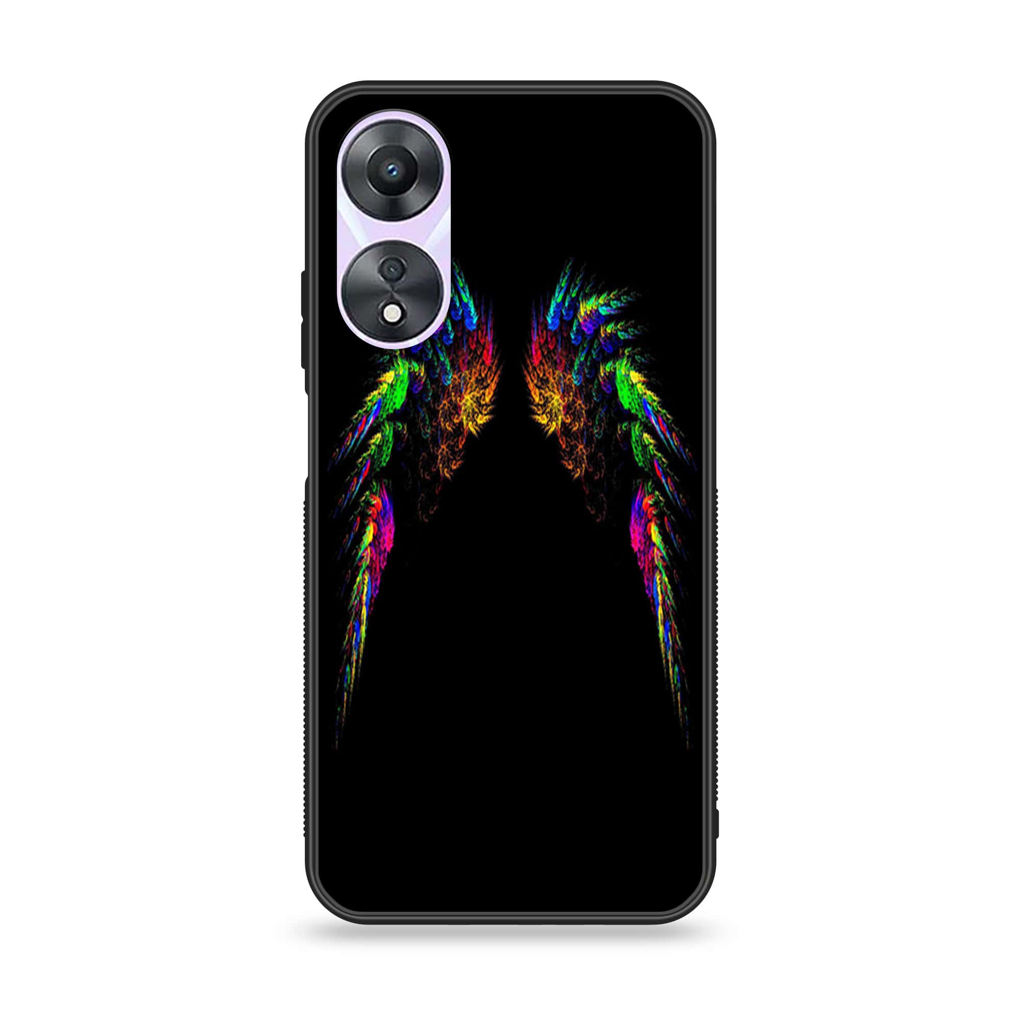 Oppo A78 4G - Angel Wings Series - Premium Printed Glass soft Bumper shock Proof Case
