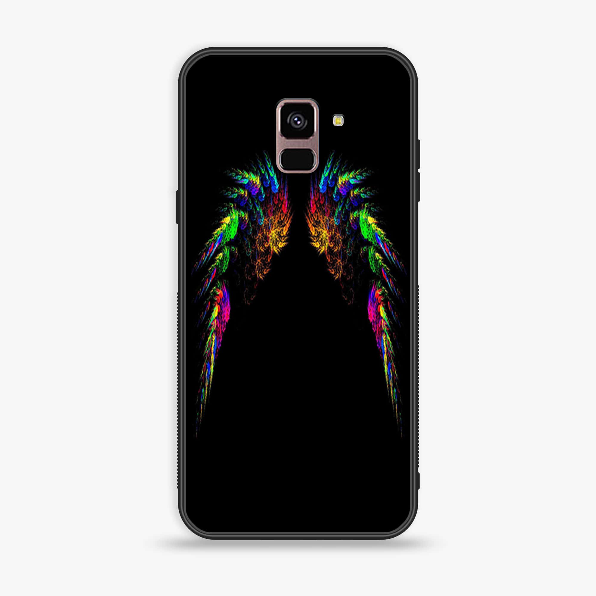 Samsung Galaxy A8+ (2018) - Angel wings Series - Premium Printed Glass soft Bumper shock Proof Case