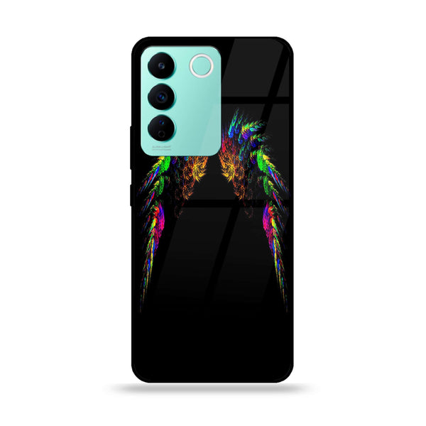 Vivo V27E - Angel Wings Design 10 - Premium Printed Glass soft Bumper shock Proof Case CS-19776