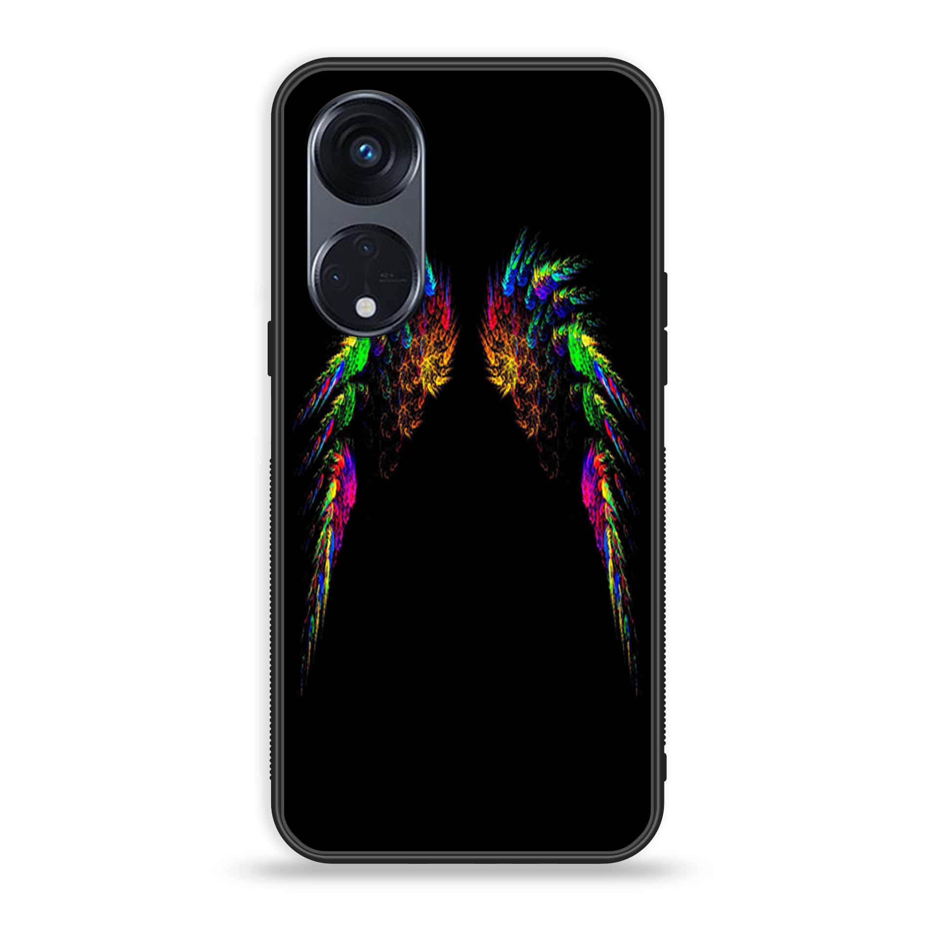OPPO Reno 8T 5G - Angel Wings Series - Premium Printed Glass soft Bumper shock Proof Case