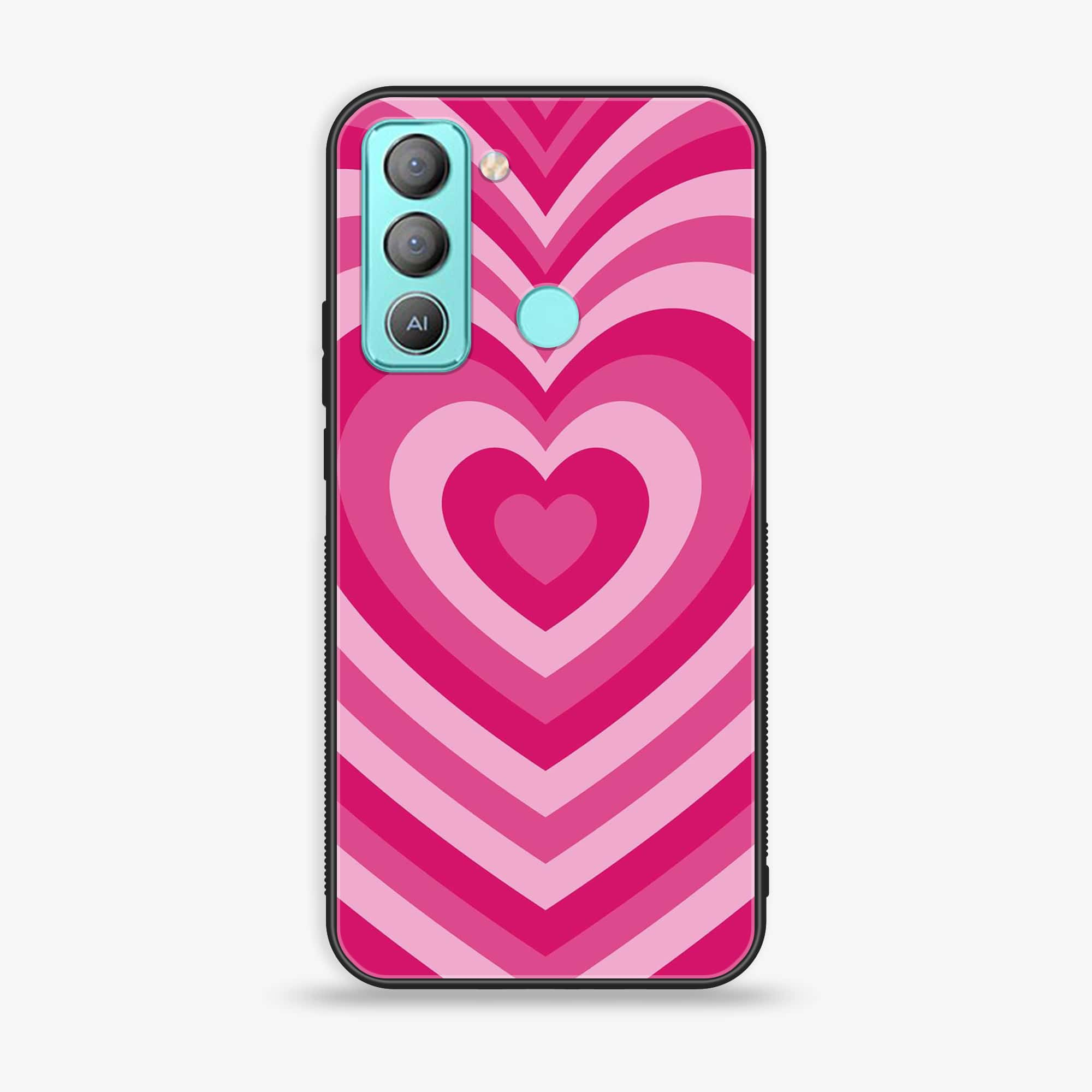 Tecno POP 5 LTE Heart Beat Series Premium Printed Glass soft Bumper shock Proof Case