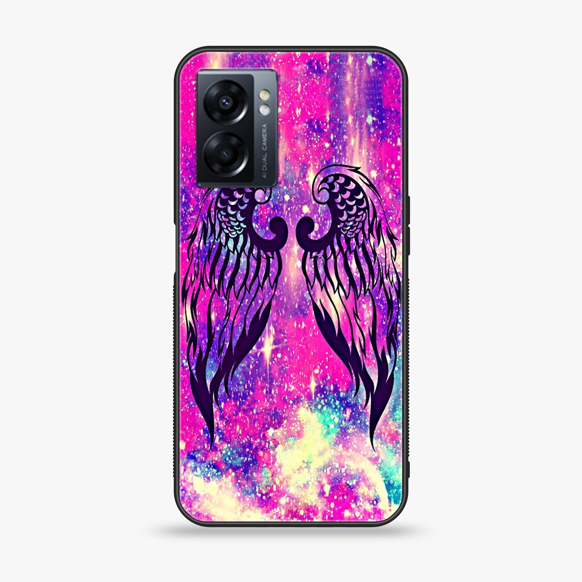 Oppo A77 4G - Angel Wings Series - Premium Metal Printed soft Bumper shock Proof Case