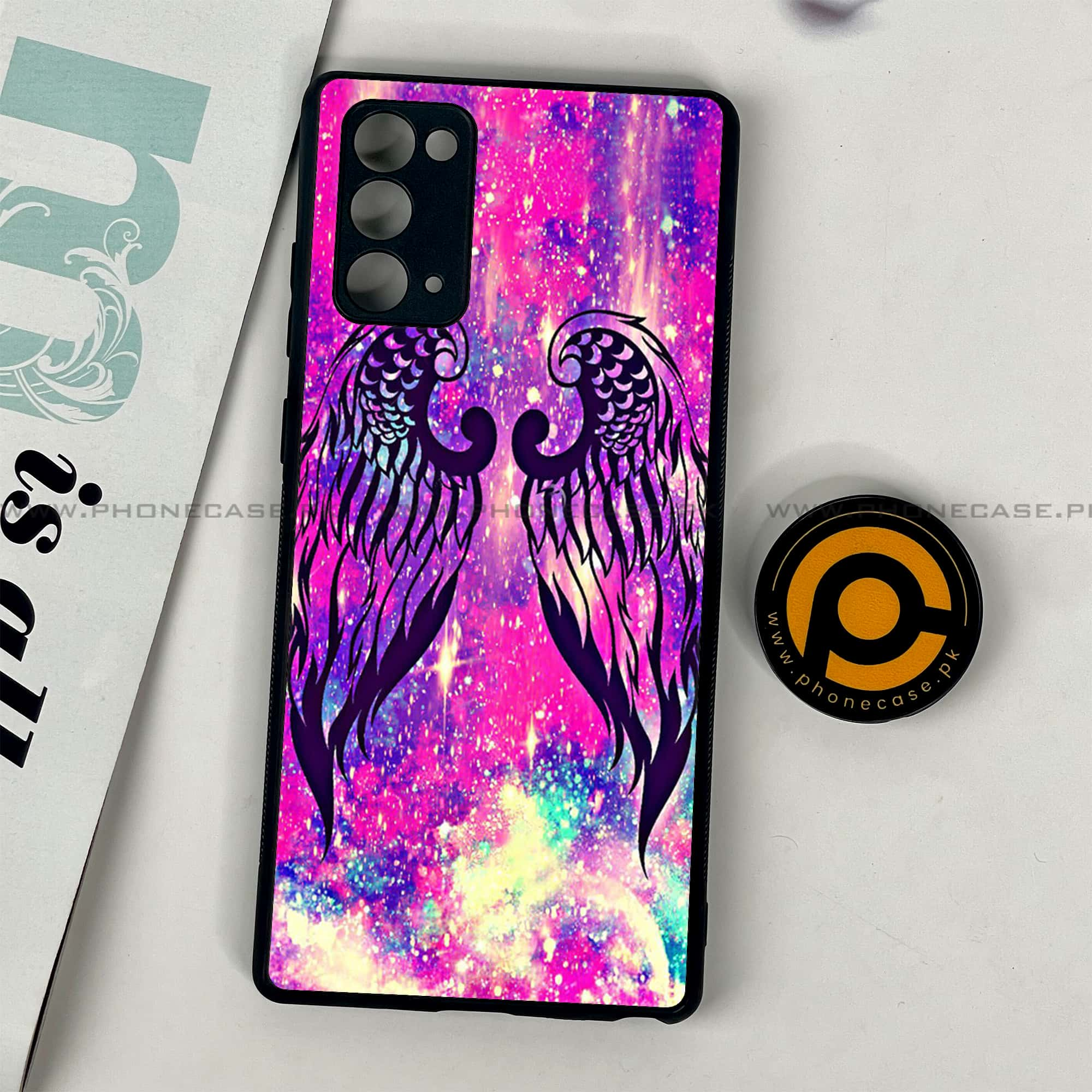 Samsung Galaxy Note 20 - Angel Wing Series - Premium Printed Glass soft Bumper shock Proof Case