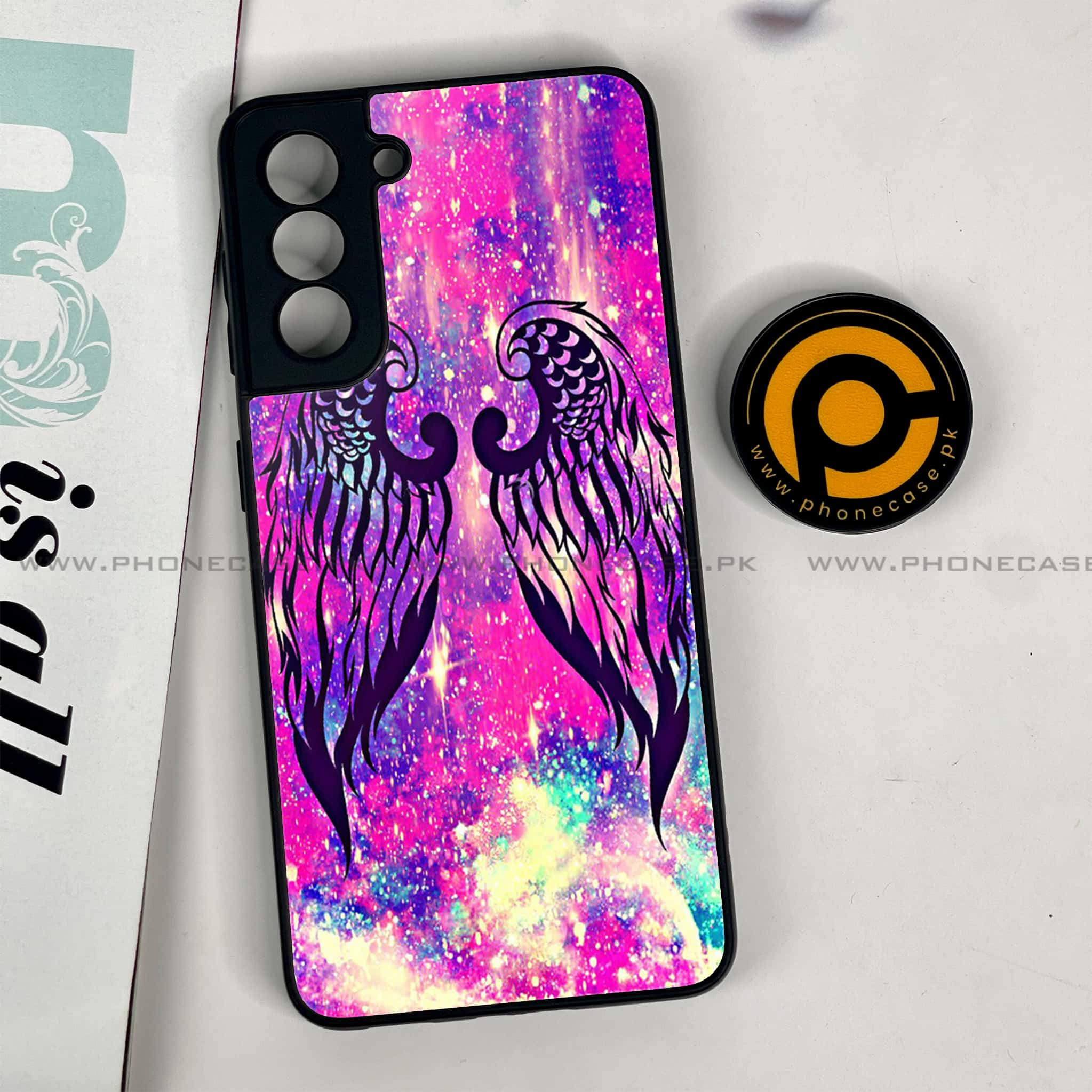 Samsung Galaxy S21 - Angel Wing Series - Premium Printed Glass soft Bumper shock Proof Case