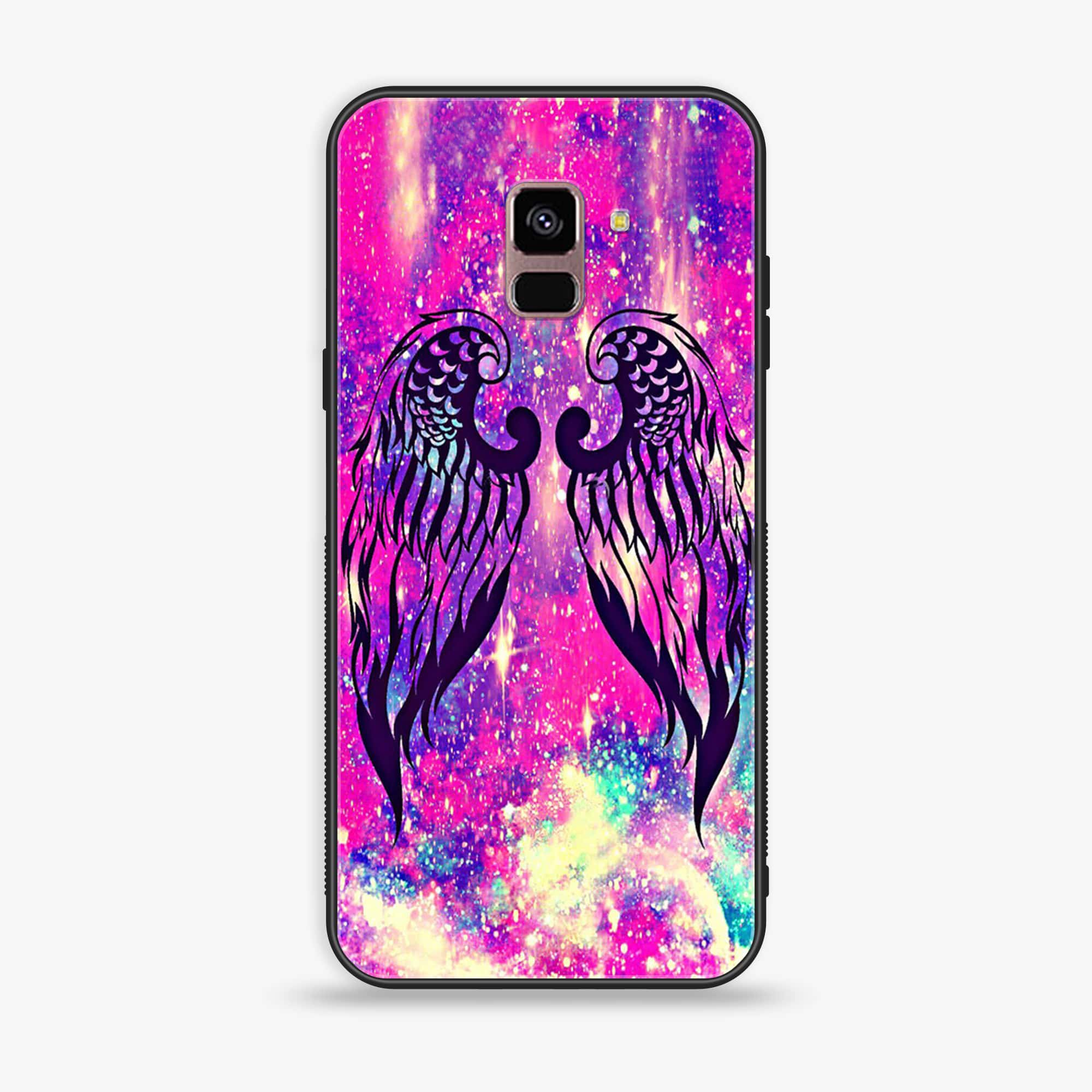 Samsung Galaxy A8+ (2018) - Angel wings Series - Premium Printed Glass soft Bumper shock Proof Case