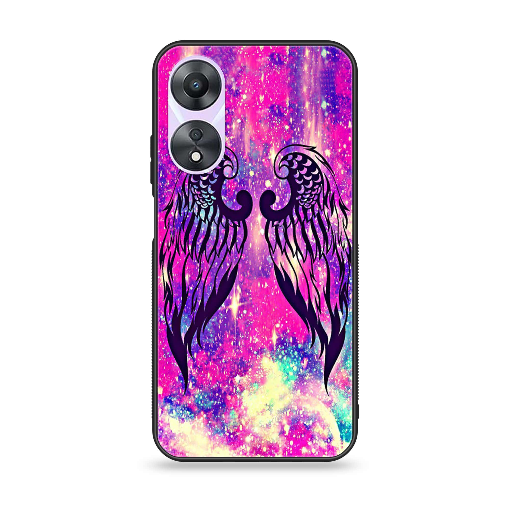 Oppo A78 4G - Angel Wings Series - Premium Printed Glass soft Bumper shock Proof Case