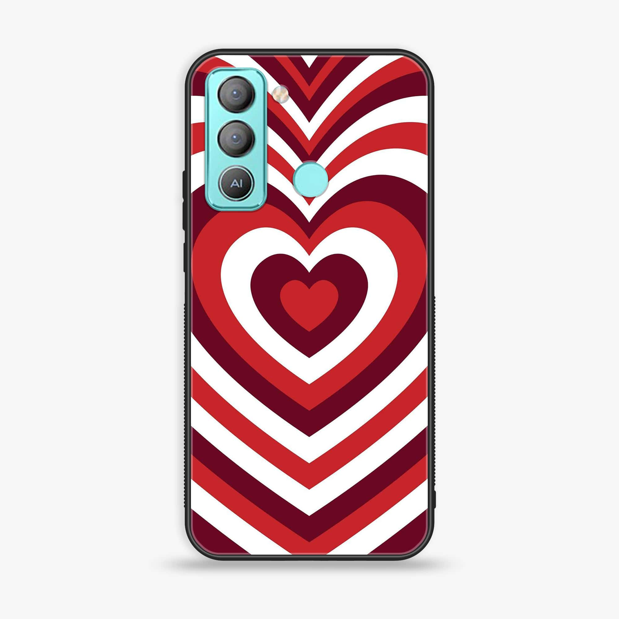 Tecno POP 5 LTE Heart Beat Series Premium Printed Glass soft Bumper shock Proof Case