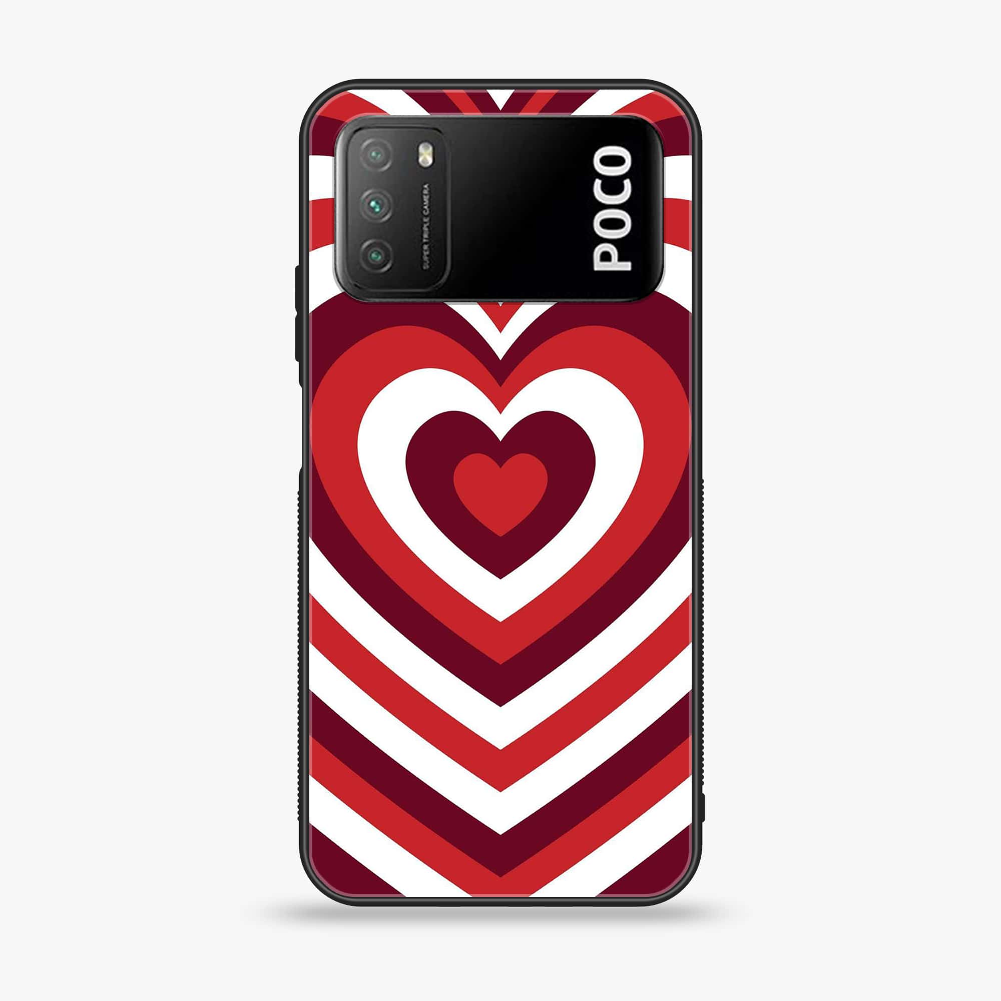 Xiaomi Poco M3 - Heart Beat Series - Premium Printed Glass soft Bumper shock Proof Case