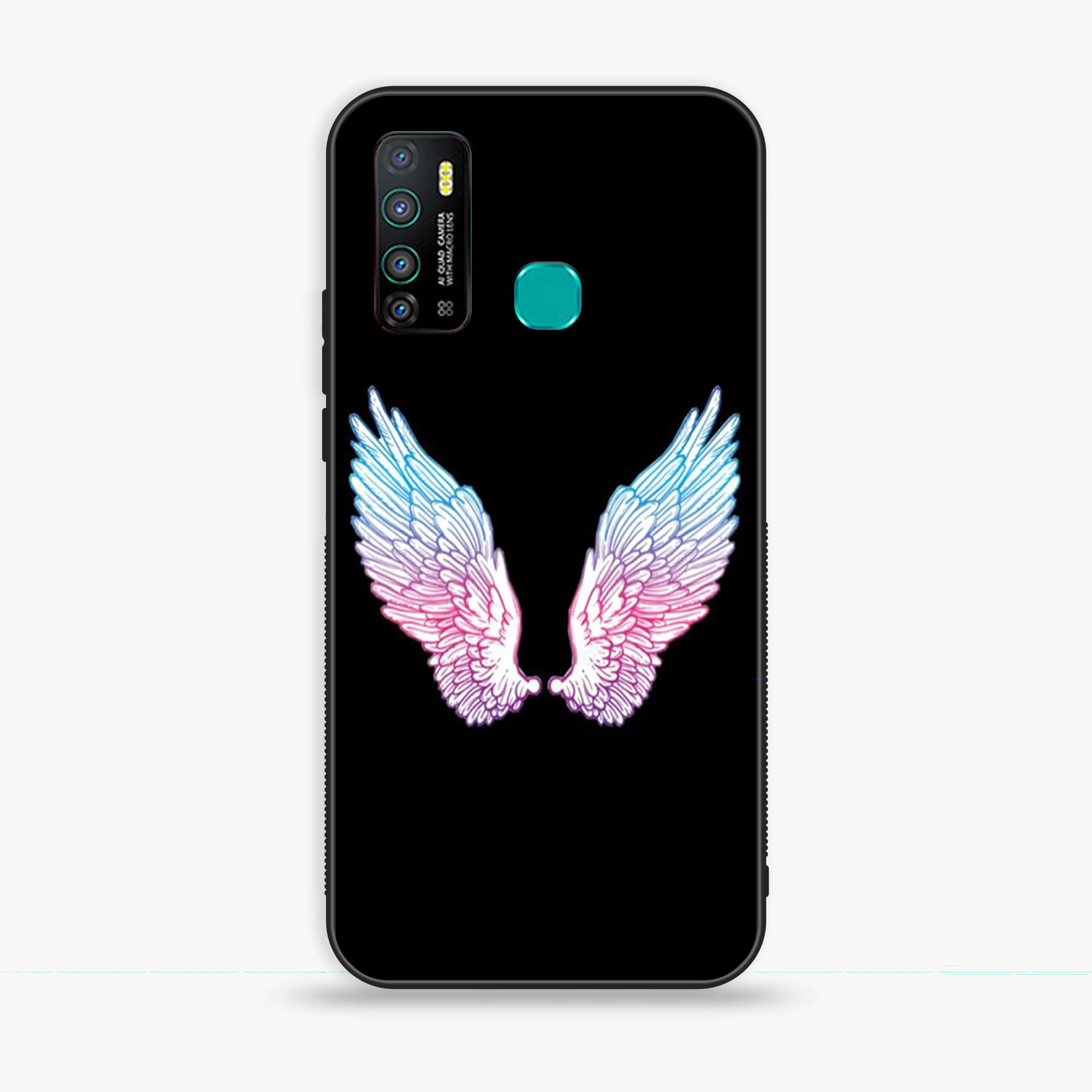 Infinix Hot 9 - Angel Wings Series - Premium Printed Glass soft Bumper shock Proof Case