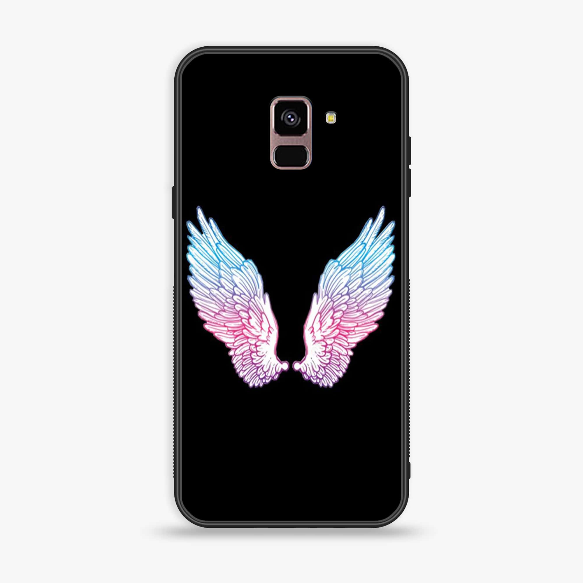Samsung Galaxy A8+ (2018) - Angel wings Series - Premium Printed Glass soft Bumper shock Proof Case