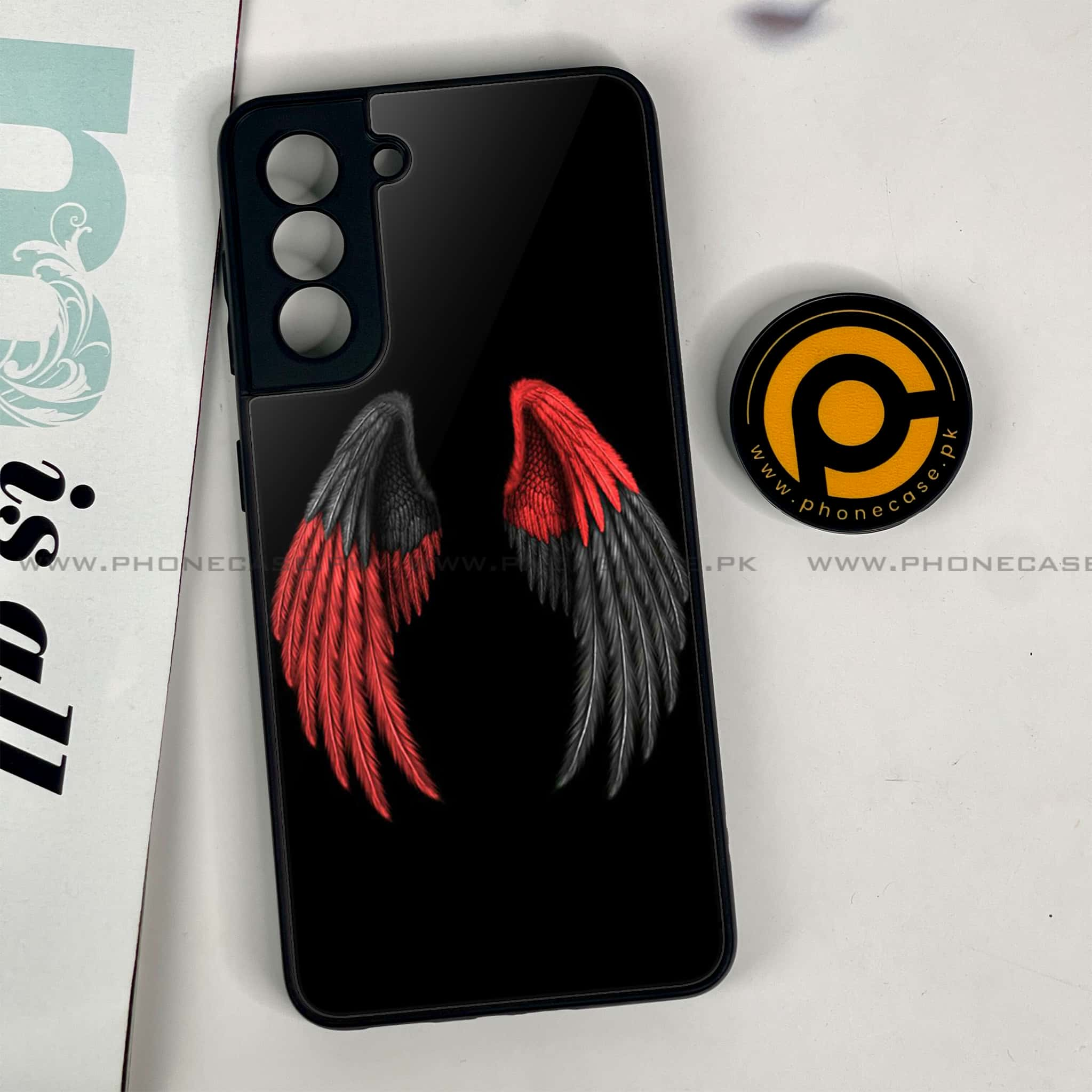 Samsung Galaxy S21 - Angel Wing Series - Premium Printed Glass soft Bumper shock Proof Case