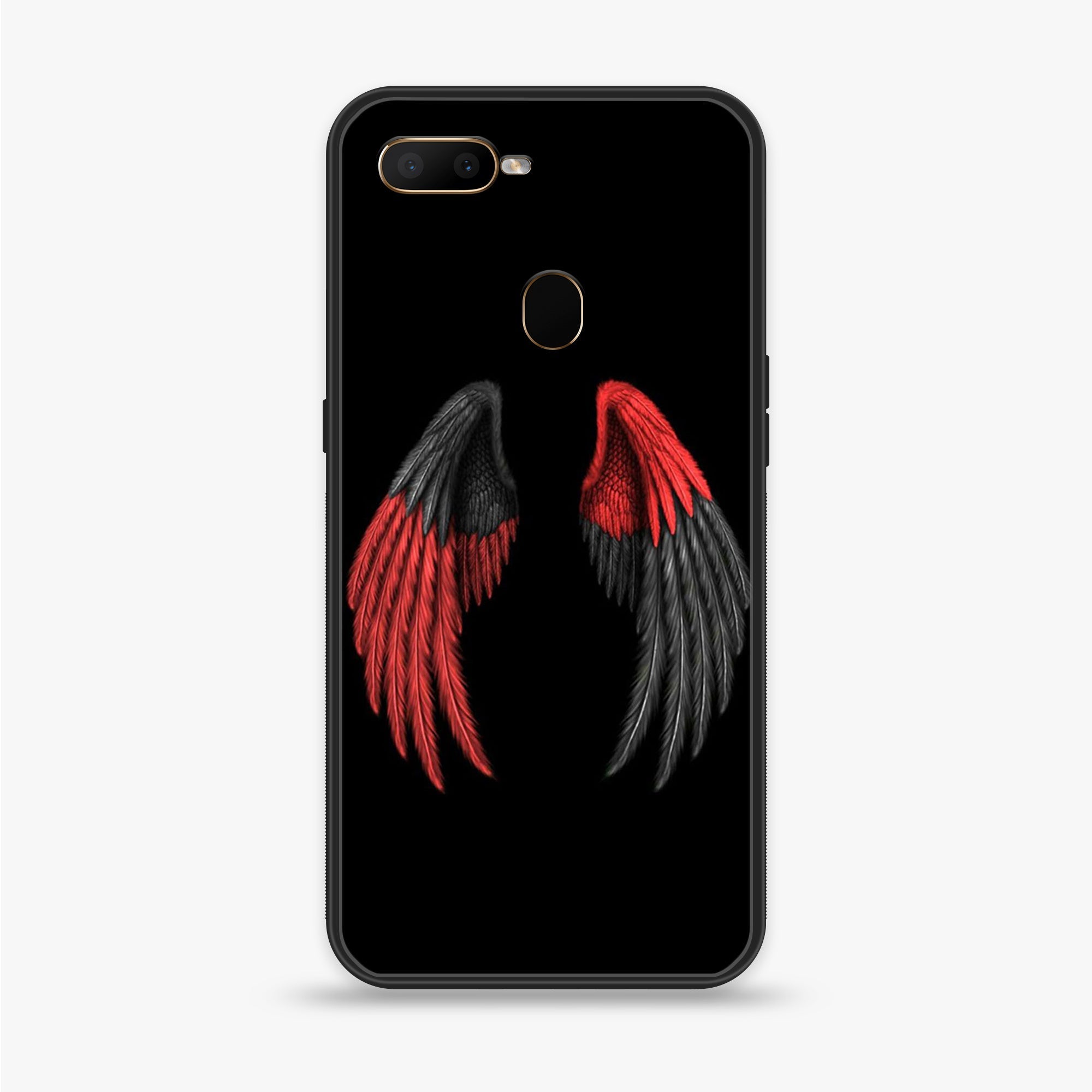 Oppo A7 - Angel Wings Series - Premium Printed Glass soft Bumper shock Proof Case