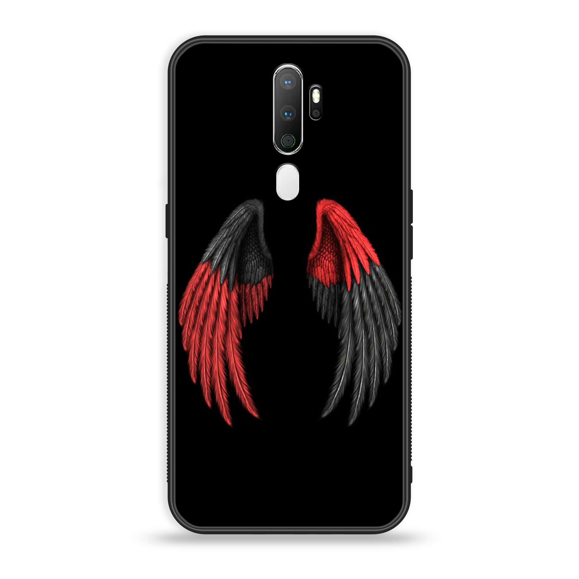 Oppo A9 2020  Angel Wings Series Premium Printed Glass soft Bumper shock Proof Case