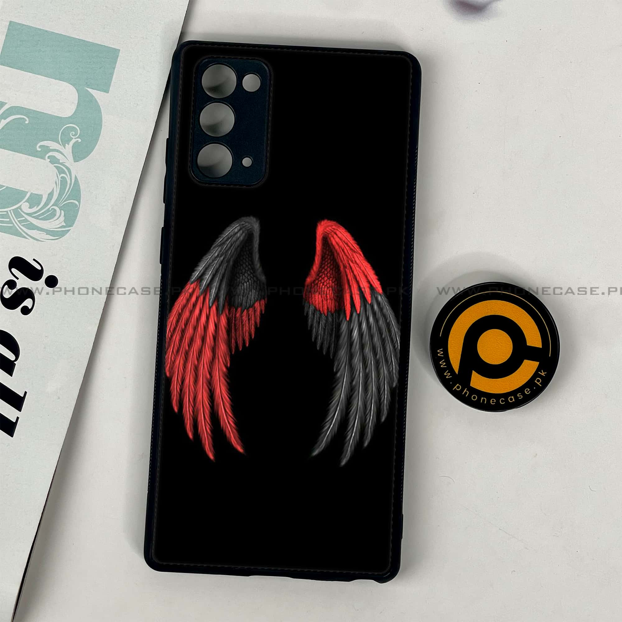 Samsung Galaxy Note 20 - Angel Wing Series - Premium Printed Glass soft Bumper shock Proof Case