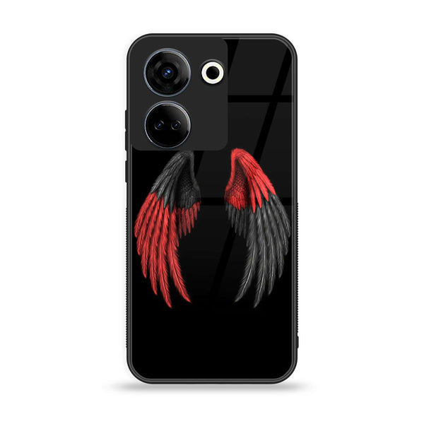 Tecno Camon 20 / 20 pro- Angel Wings Design 7 - Premium Printed Glass soft Bumper shock Proof Case  CS-33596