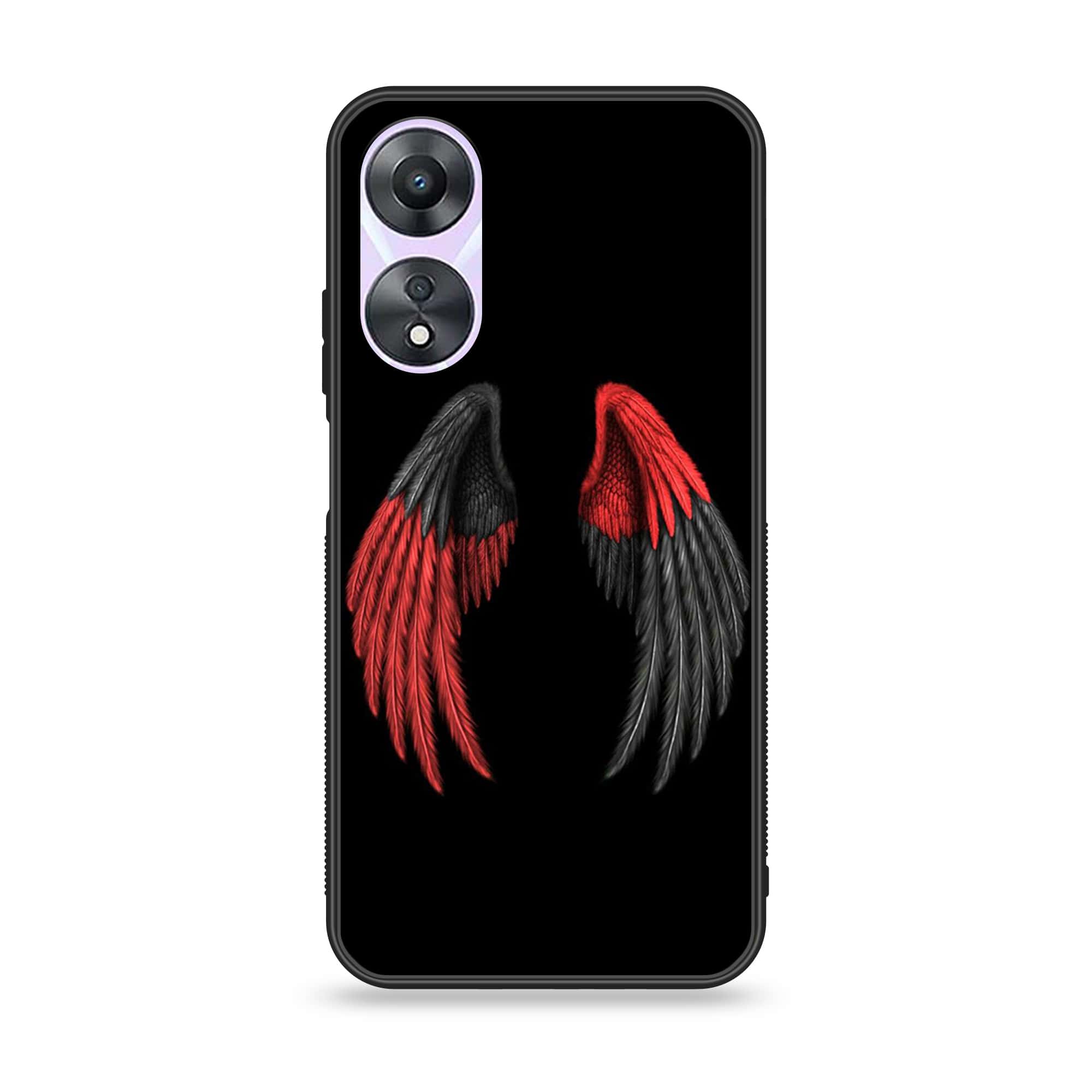Oppo A58 - Angel Wings Series - Premium Printed Glass soft Bumper shock Proof Case