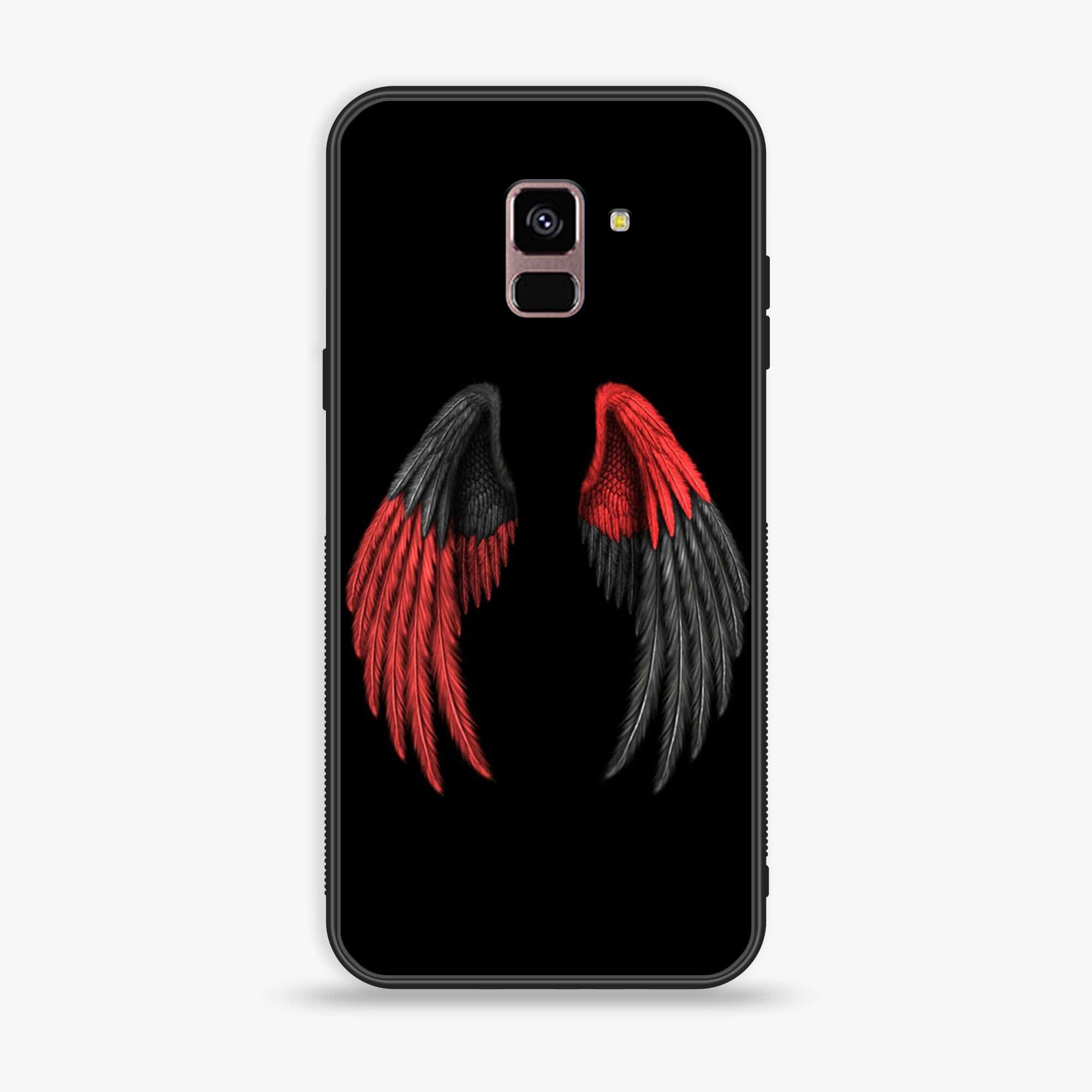 Samsung Galaxy A8+ (2018) - Angel wings Series - Premium Printed Glass soft Bumper shock Proof Case