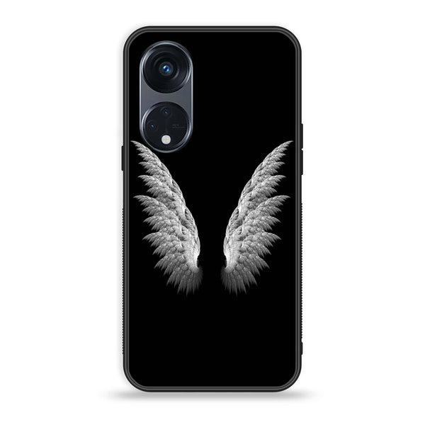 OPPO Reno 8T 5G - Angel Wings Design 6 - Premium Printed Glass soft Bumper shock Proof Case CS-18128