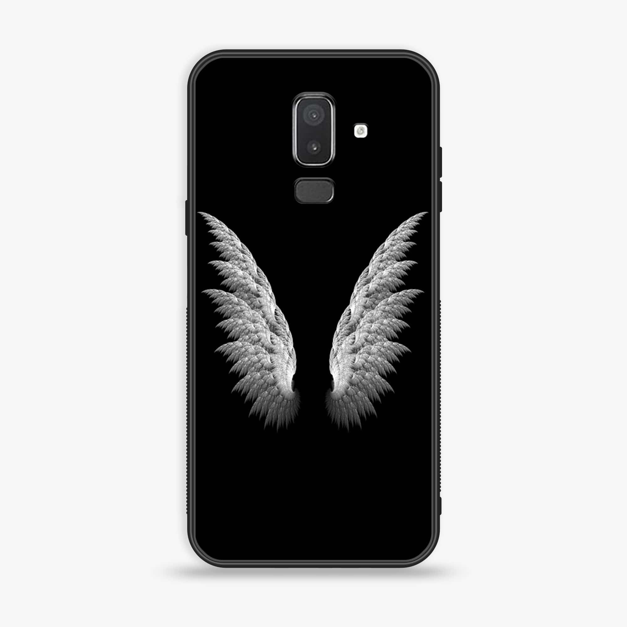 Samsung Galaxy J8 2018 - Angel Wings Series - Premium Printed Glass soft Bumper shock Proof Case