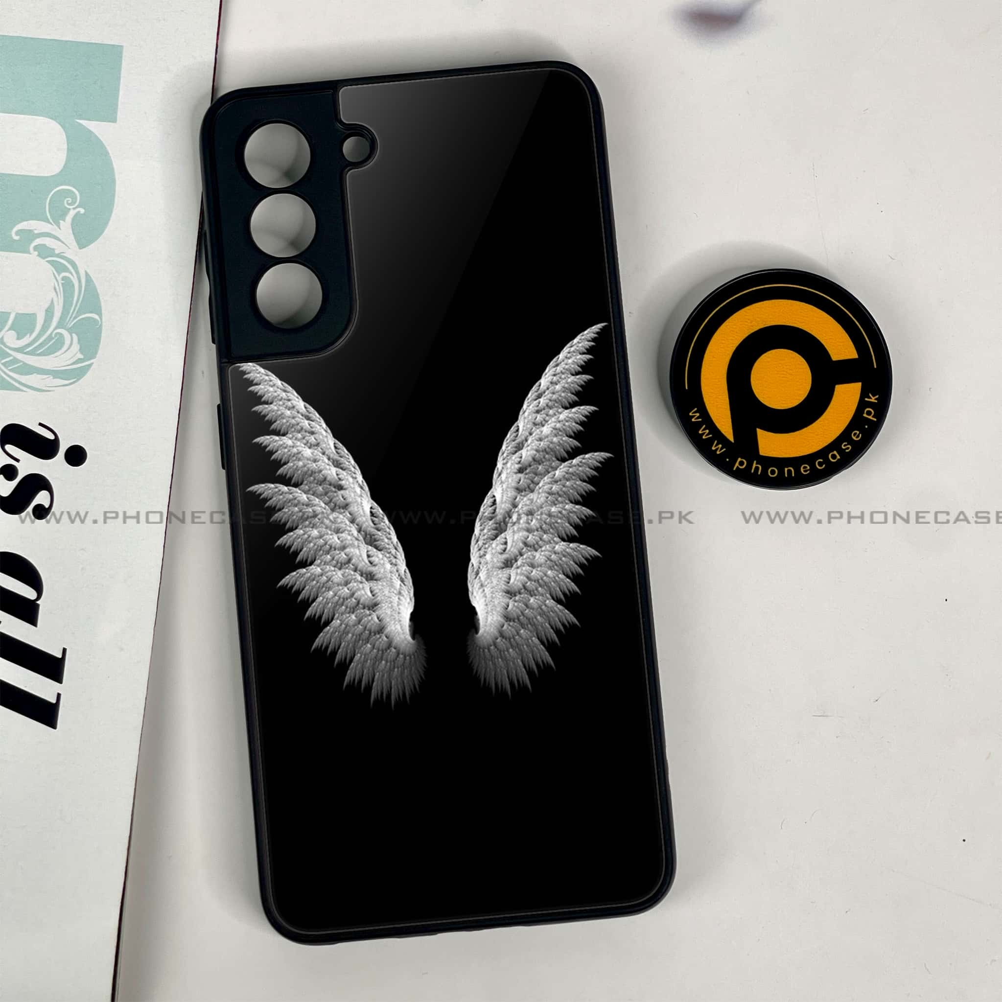 Samsung Galaxy S21 - Angel Wing Series - Premium Printed Glass soft Bumper shock Proof Case