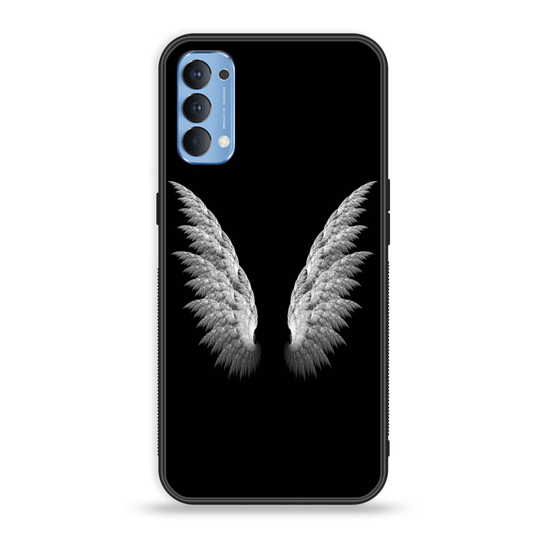 Oppo Reno 4 4G  - Angel Wings Series - Premium Printed Glass soft Bumper shock Proof Case