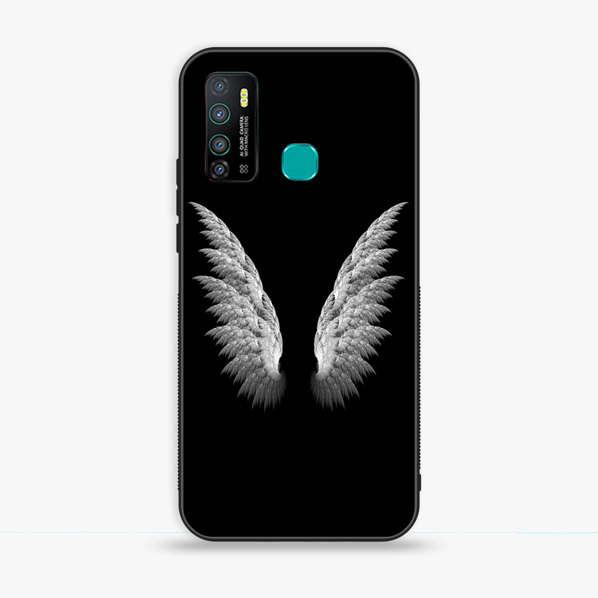 Infinix Hot 9 - Angel Wings Series - Premium Printed Glass soft Bumper shock Proof Case