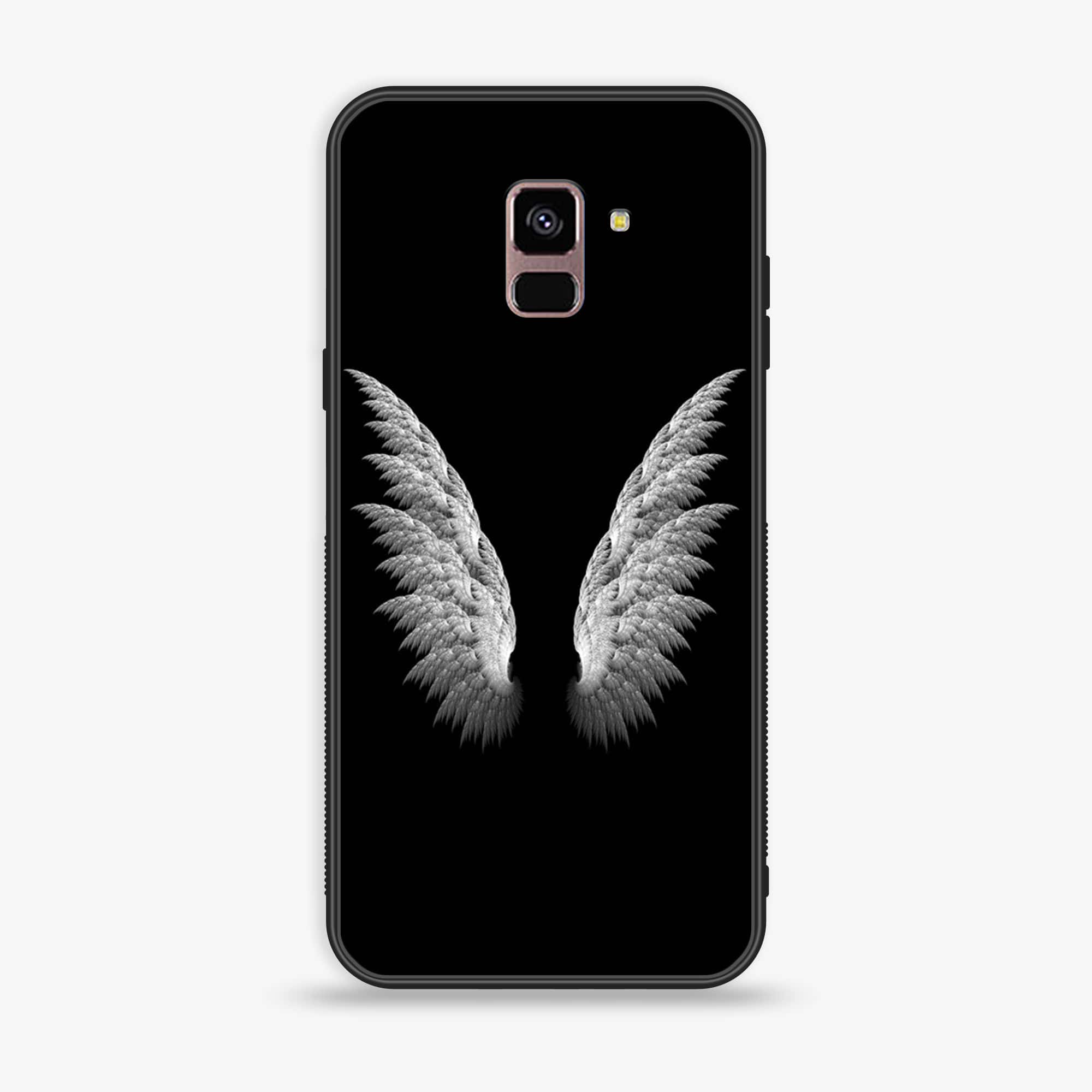 Samsung Galaxy A8+ (2018) - Angel wings Series - Premium Printed Glass soft Bumper shock Proof Case
