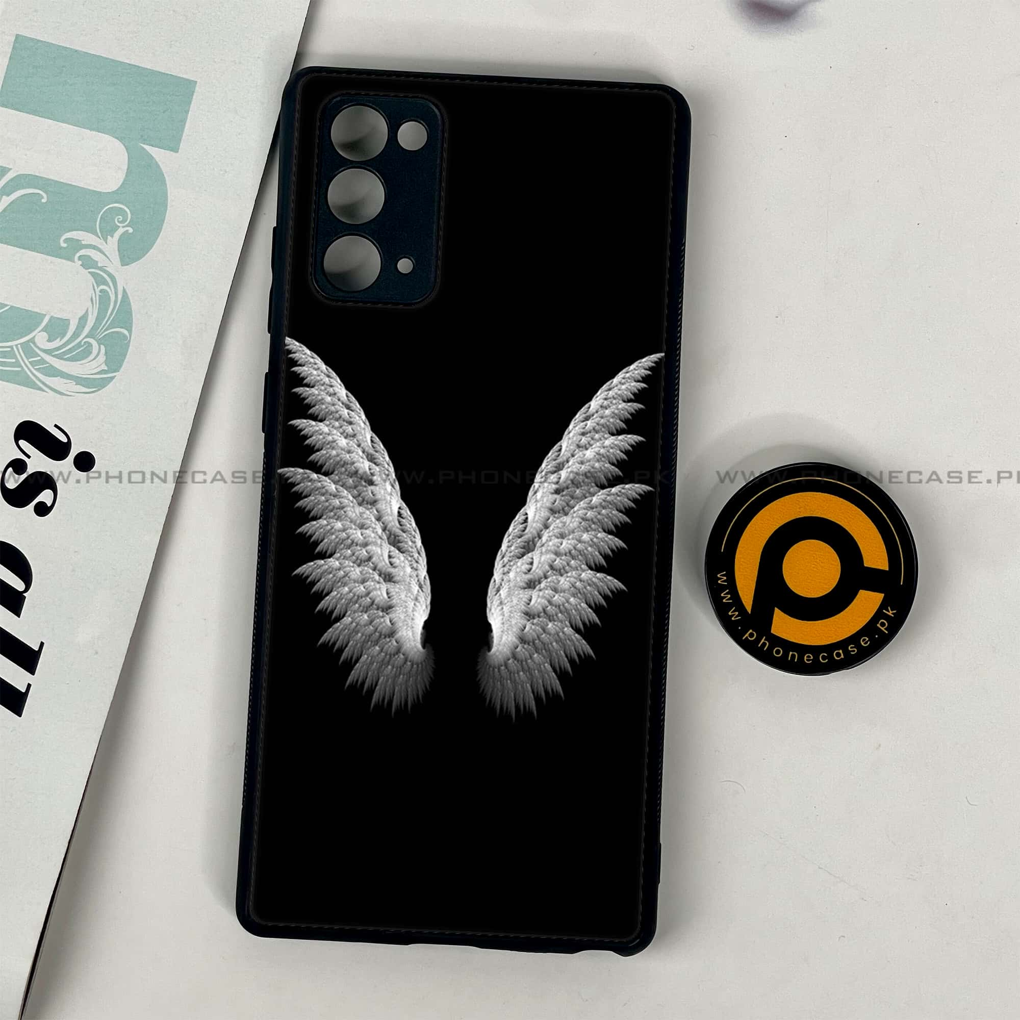 Samsung Galaxy Note 20 - Angel Wing Series - Premium Printed Glass soft Bumper shock Proof Case