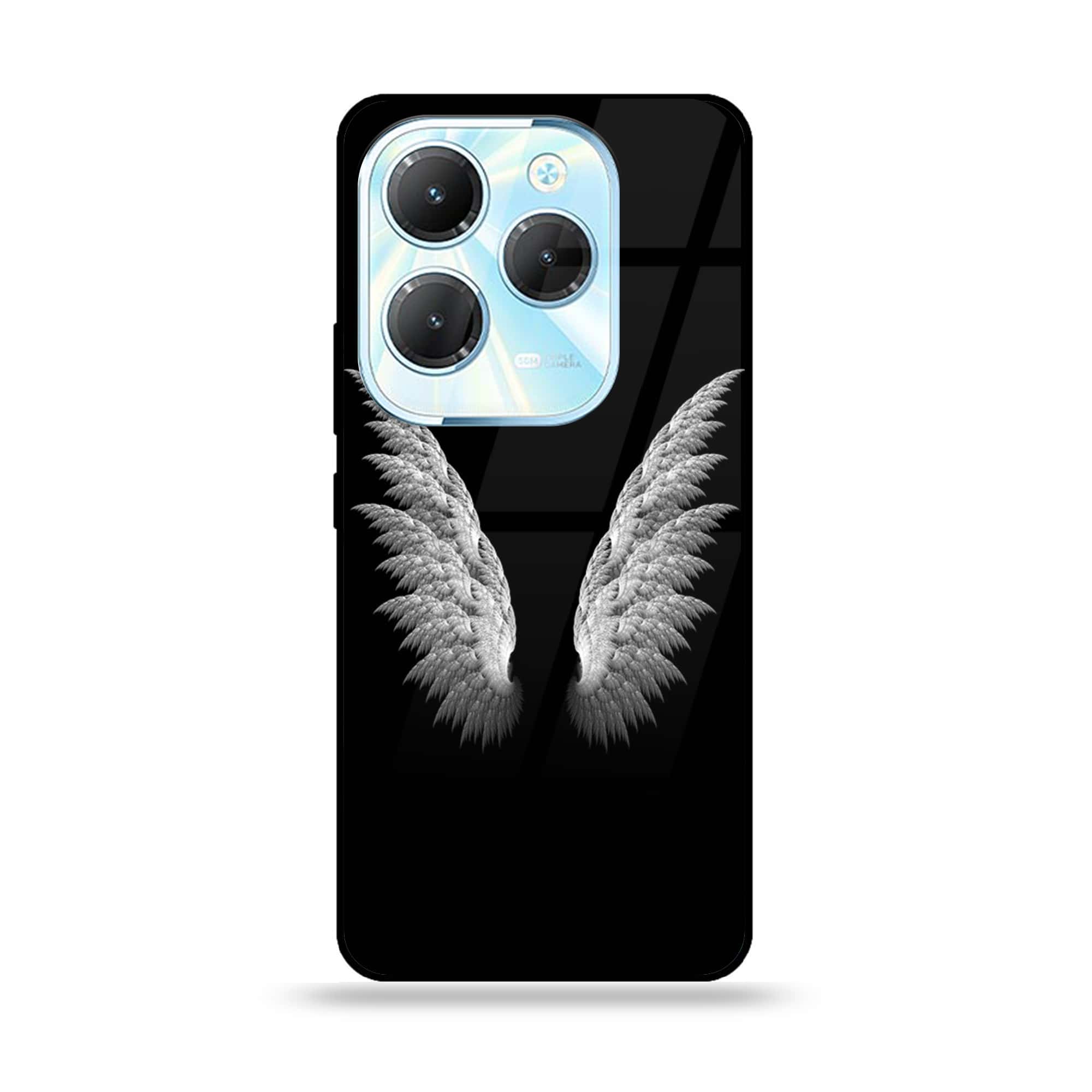Infinix Hot 40 - Angel Wings Series - Premium Printed Glass soft Bumper shock Proof Case