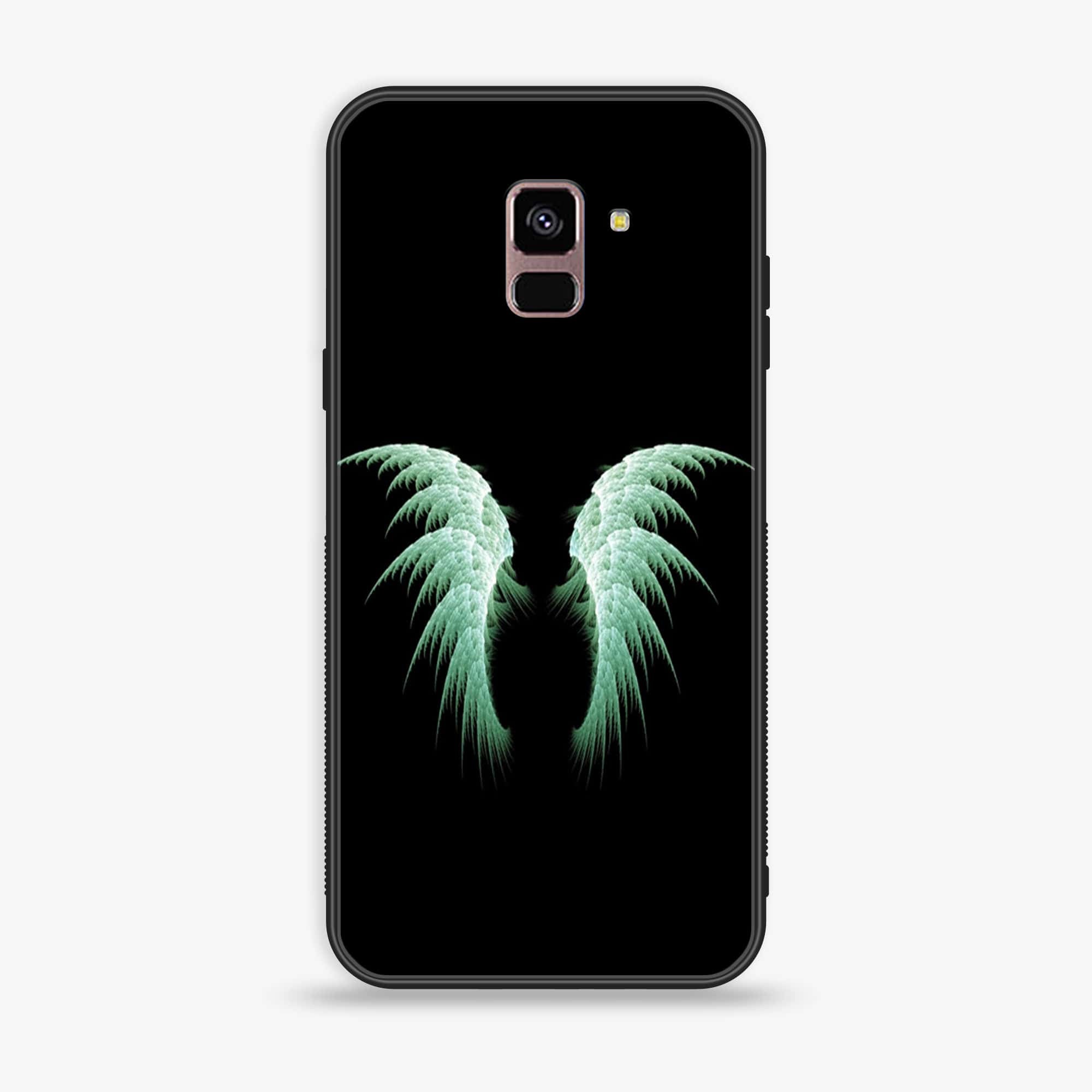 Samsung Galaxy A8+ (2018) - Angel wings Series - Premium Printed Glass soft Bumper shock Proof Case