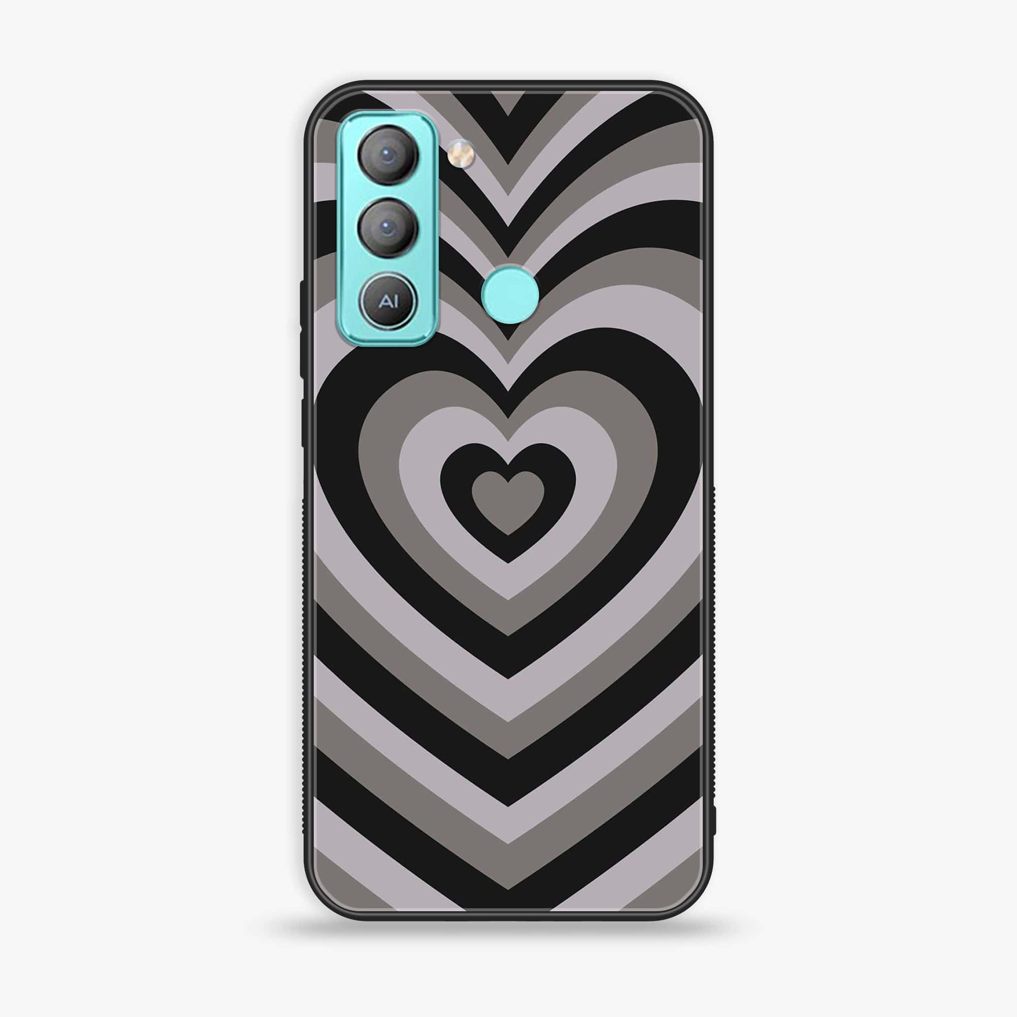 Tecno POP 5 LTE Heart Beat Series Premium Printed Glass soft Bumper shock Proof Case